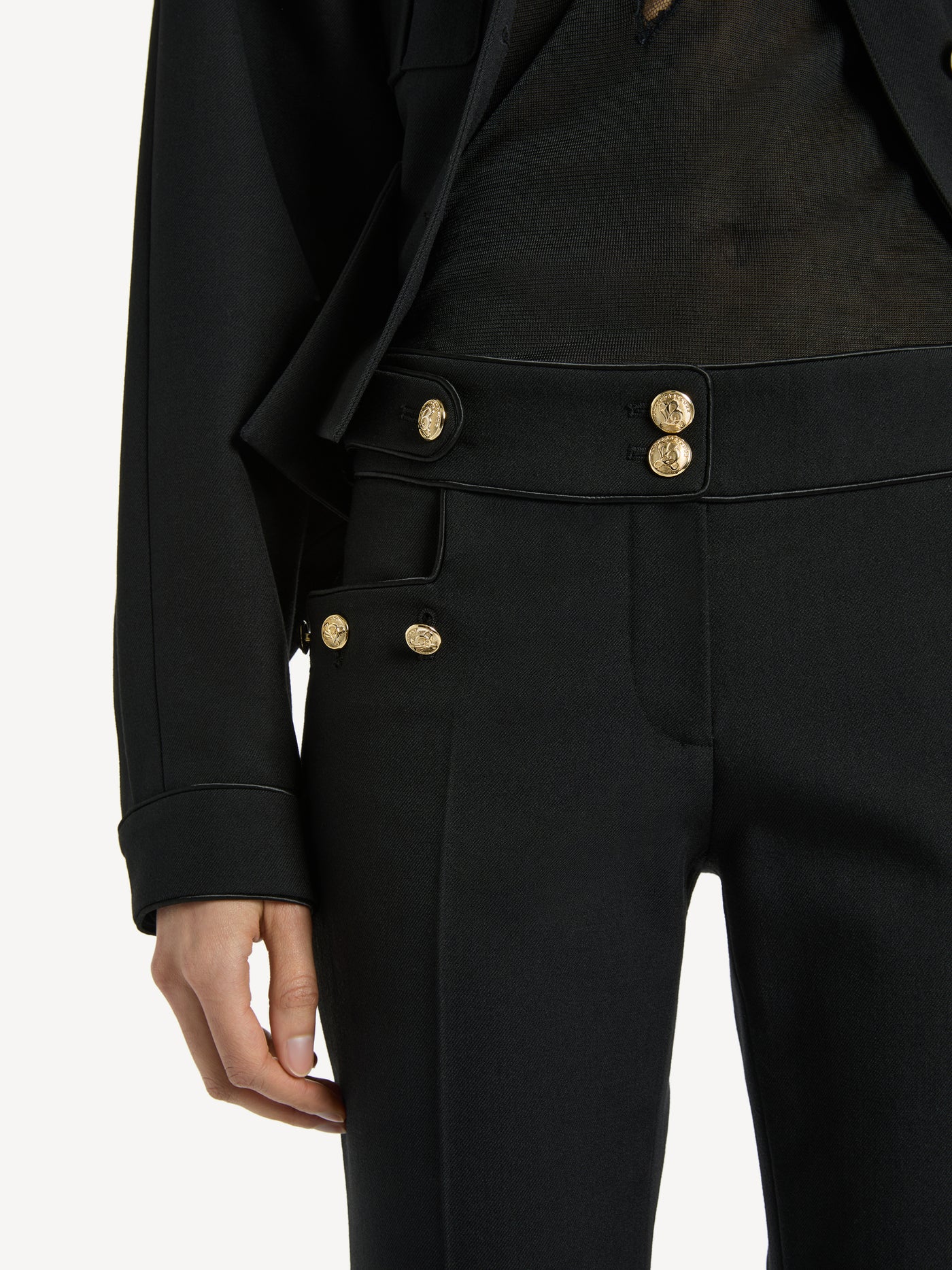 Pleated wool gabardine trousers
