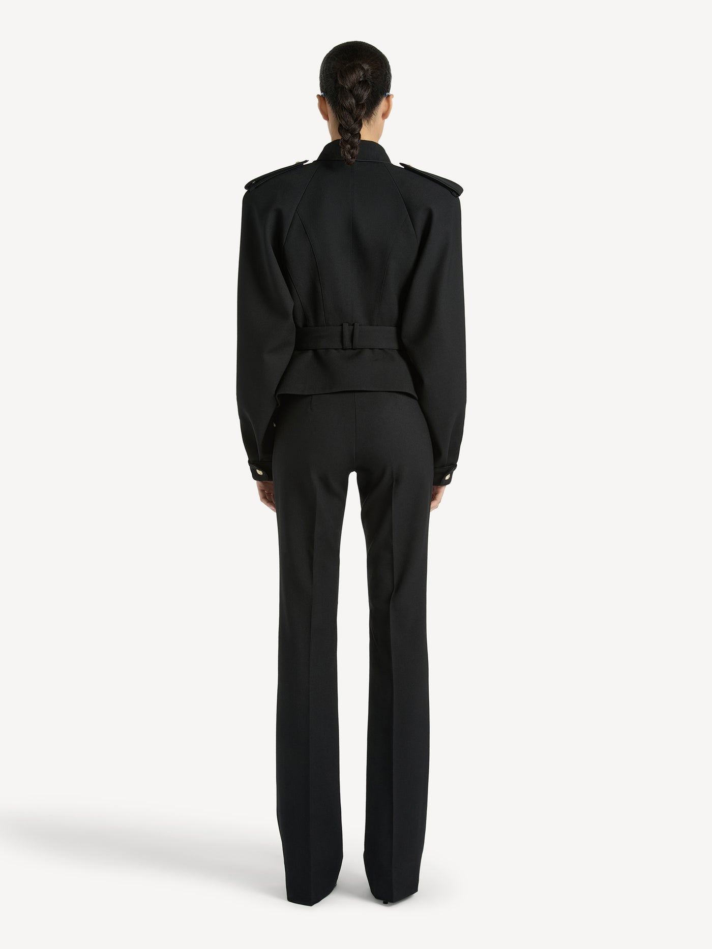 Pleated wool gabardine trousers