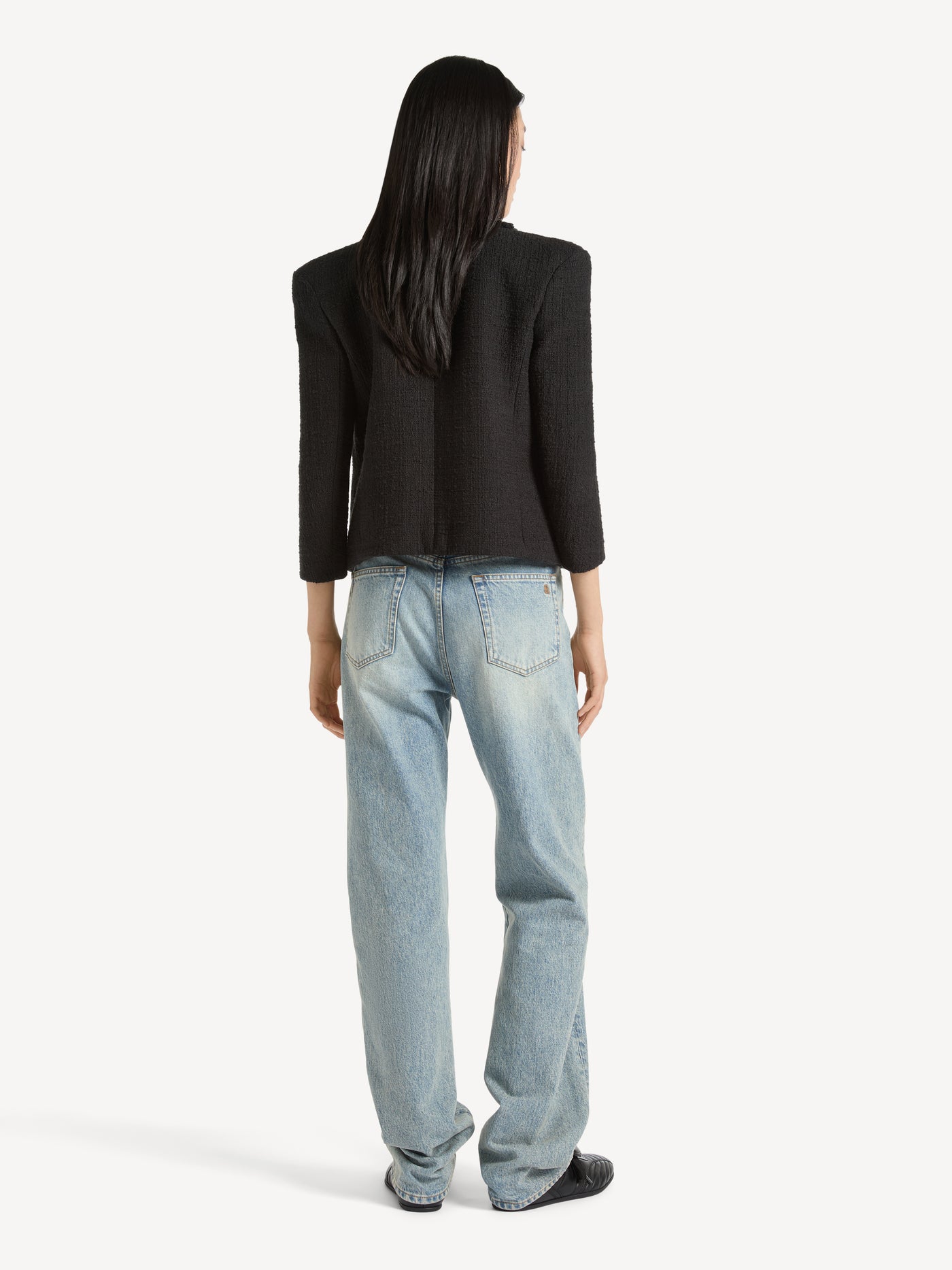 Straight-leg embroidered denim jeans