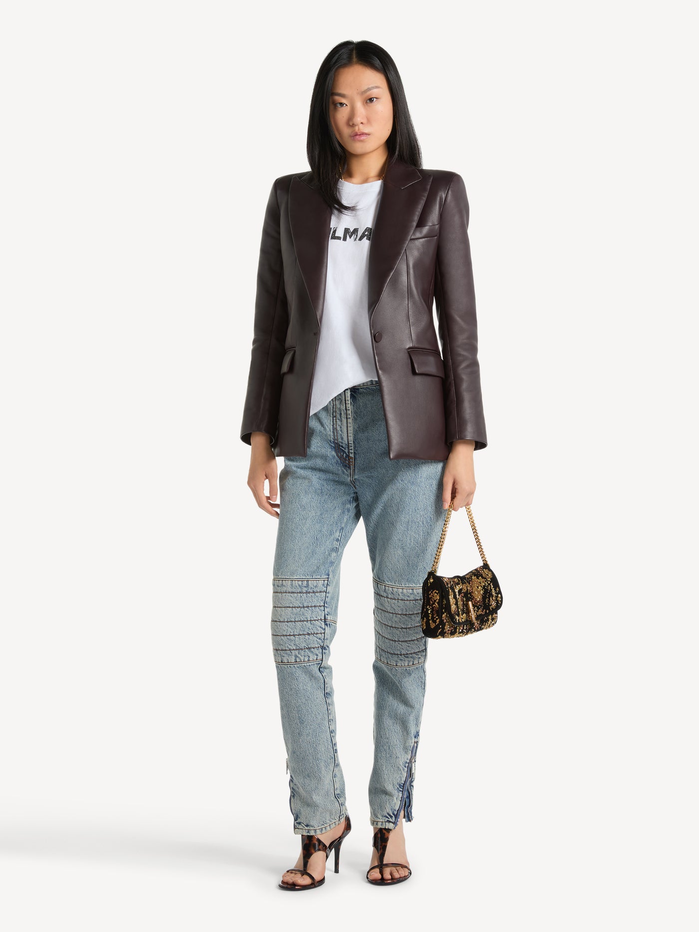 Biker jeans in faded denim