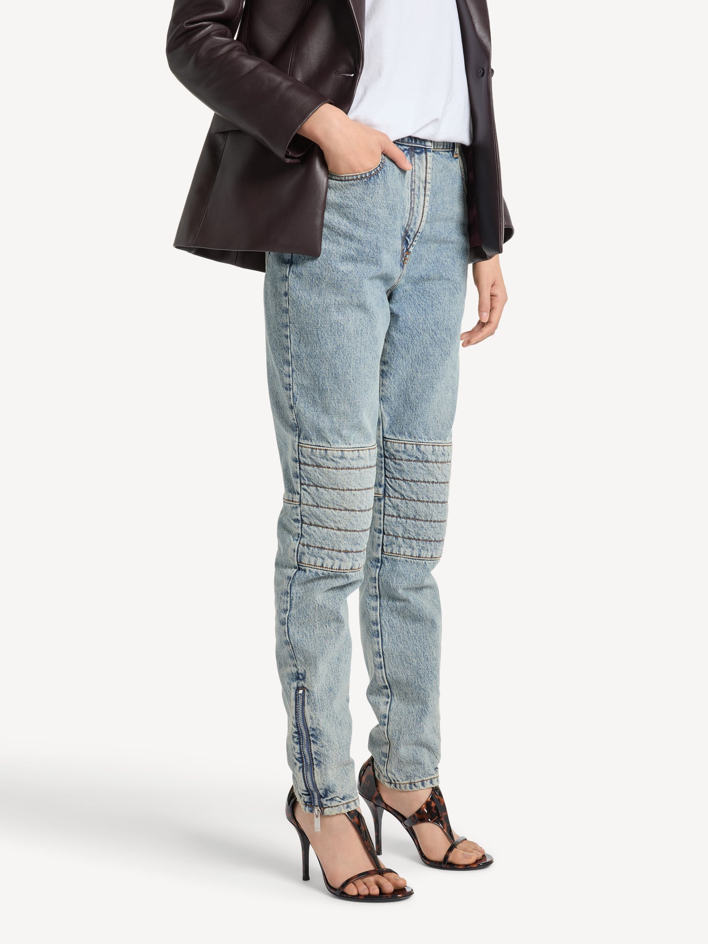 Biker jeans in faded denim