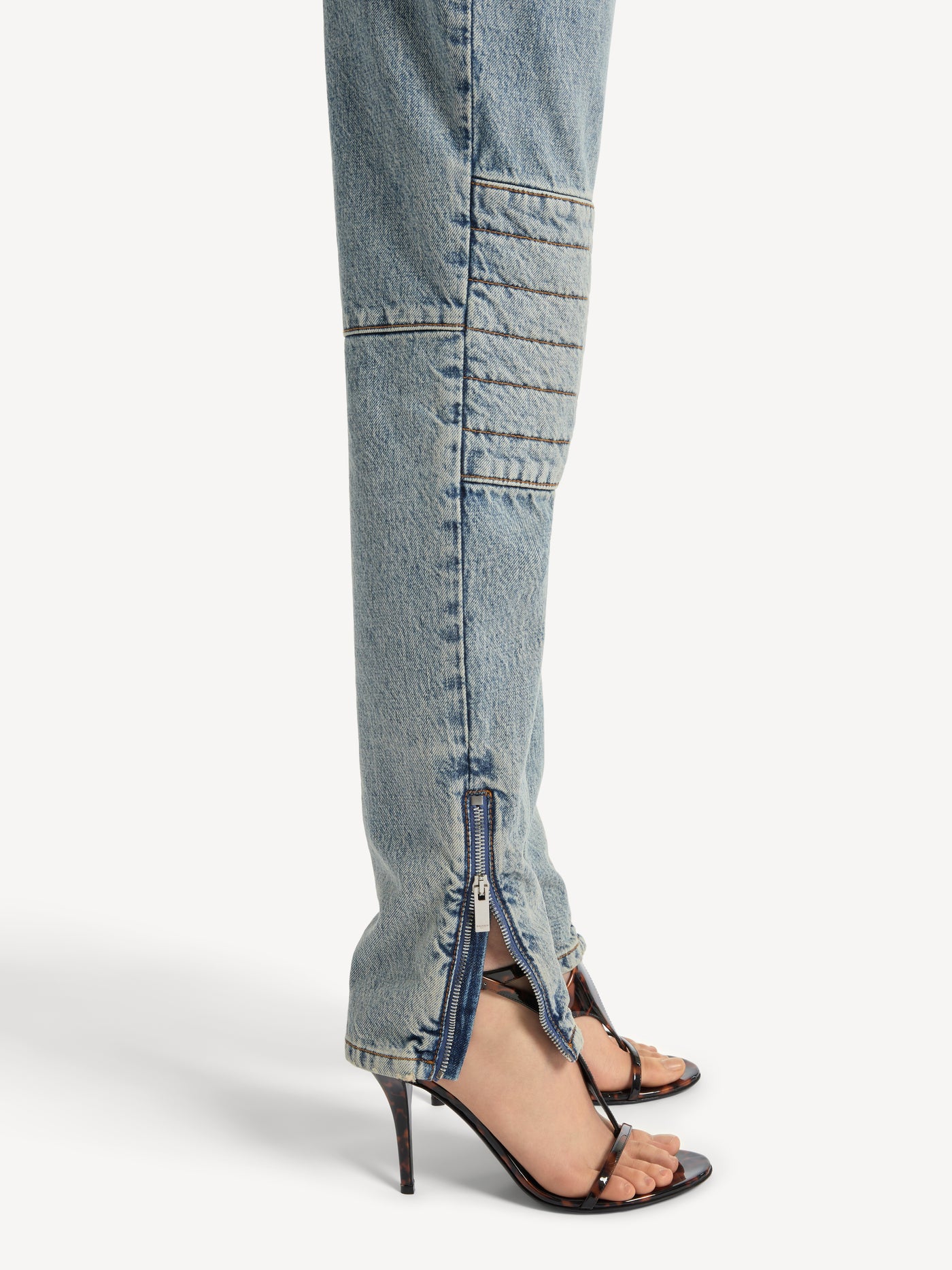 Biker jeans in faded denim