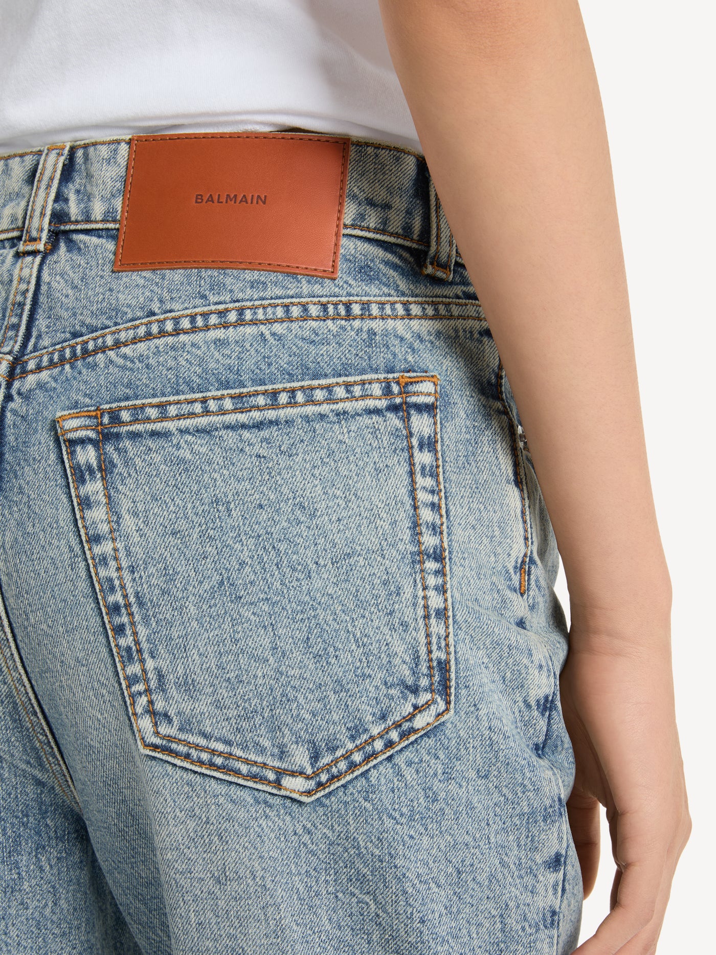 Biker jeans in faded denim