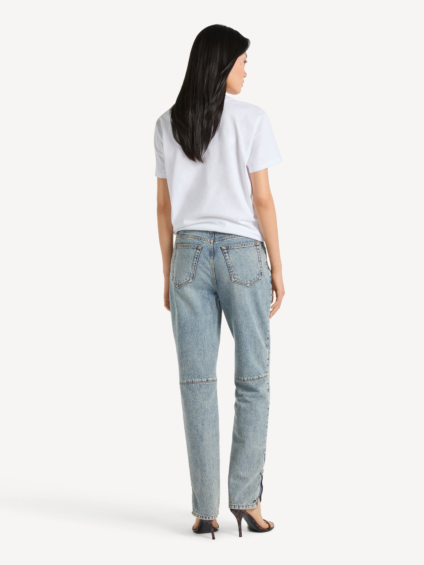 Biker jeans in faded denim
