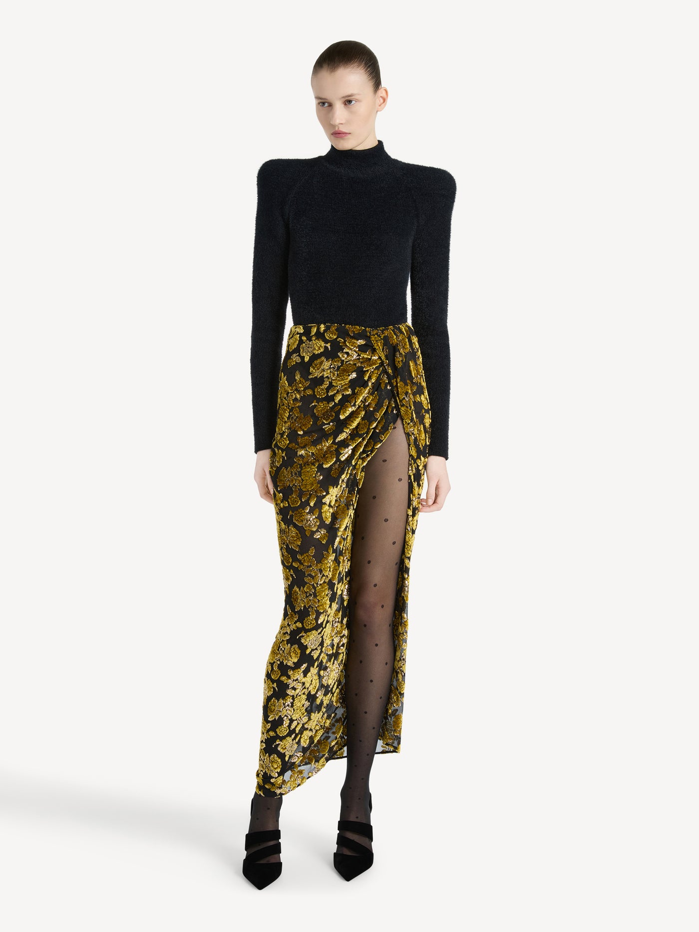 Fluffy ribbed knit jumper