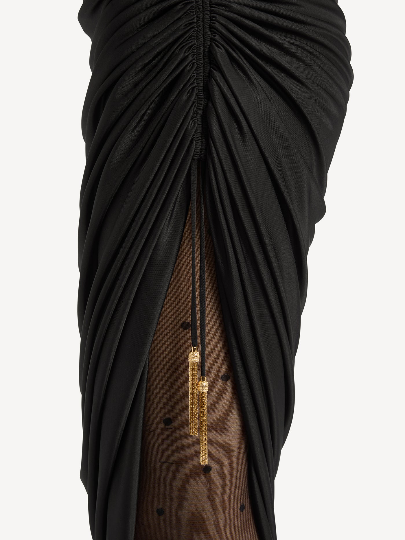 Flowing jersey midi skirt with slit