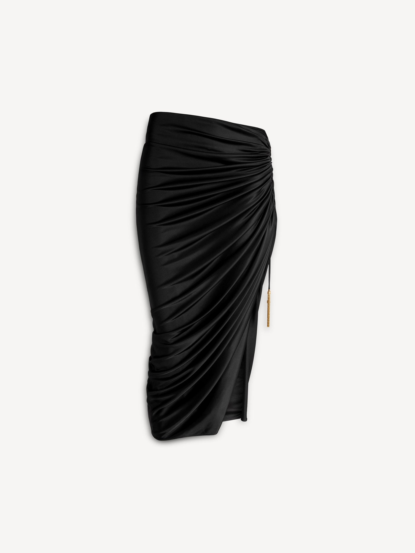 Flowing jersey midi skirt with slit