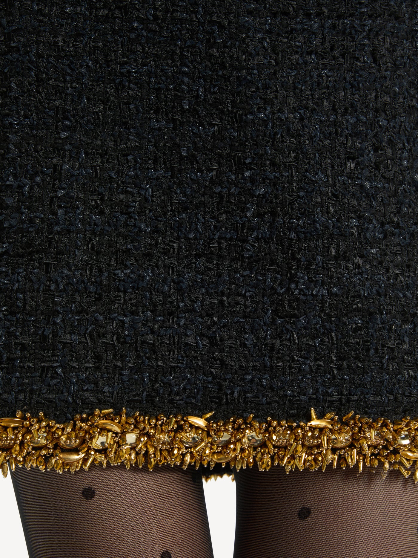 Short tweed skirt with embroidered trim