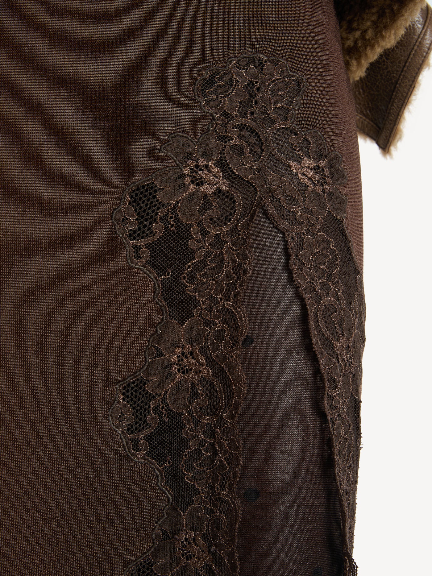 Knit midi skirt with lace