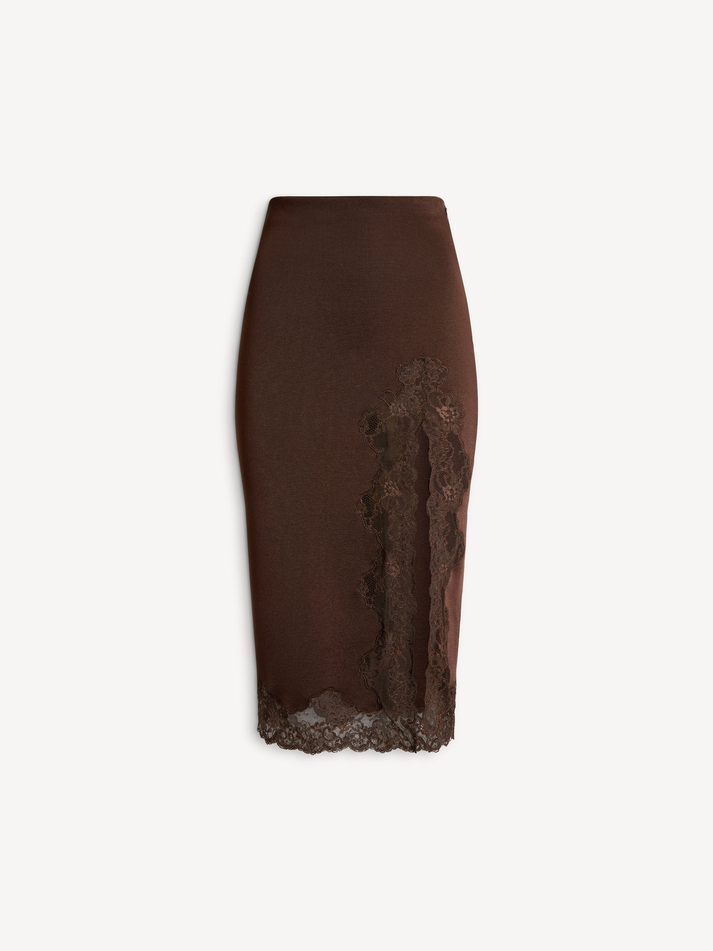 Knit midi skirt with lace