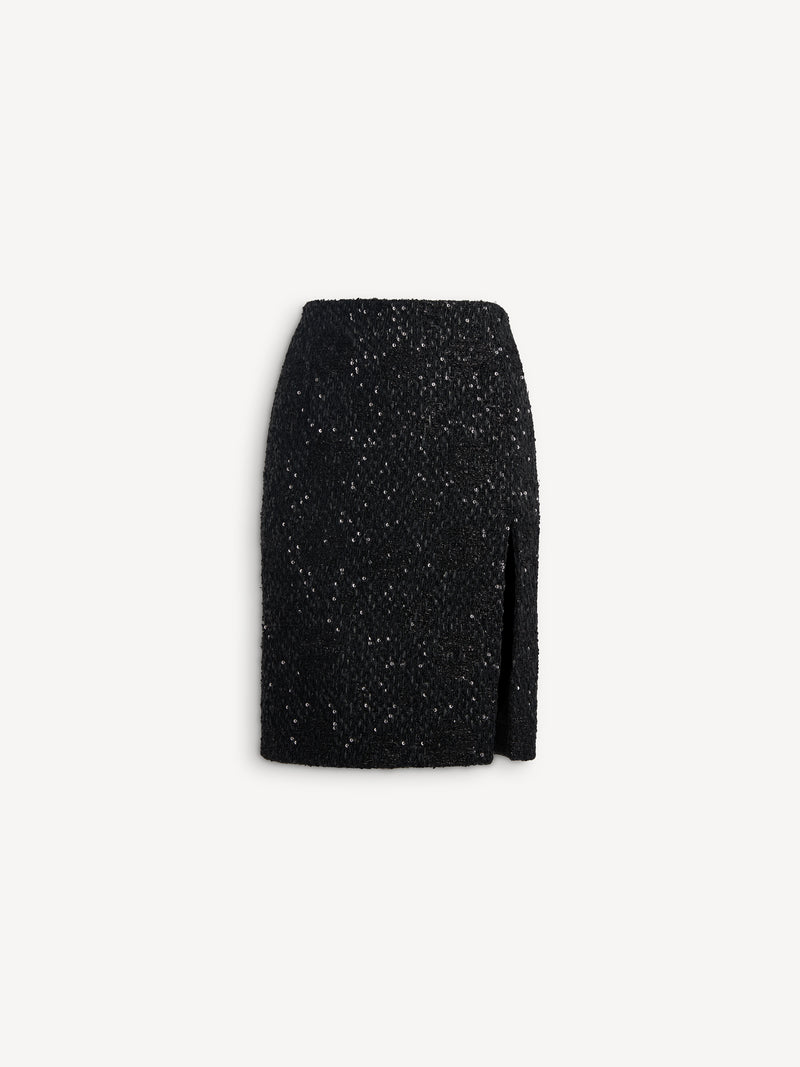 Sequinned tweed midi skirt