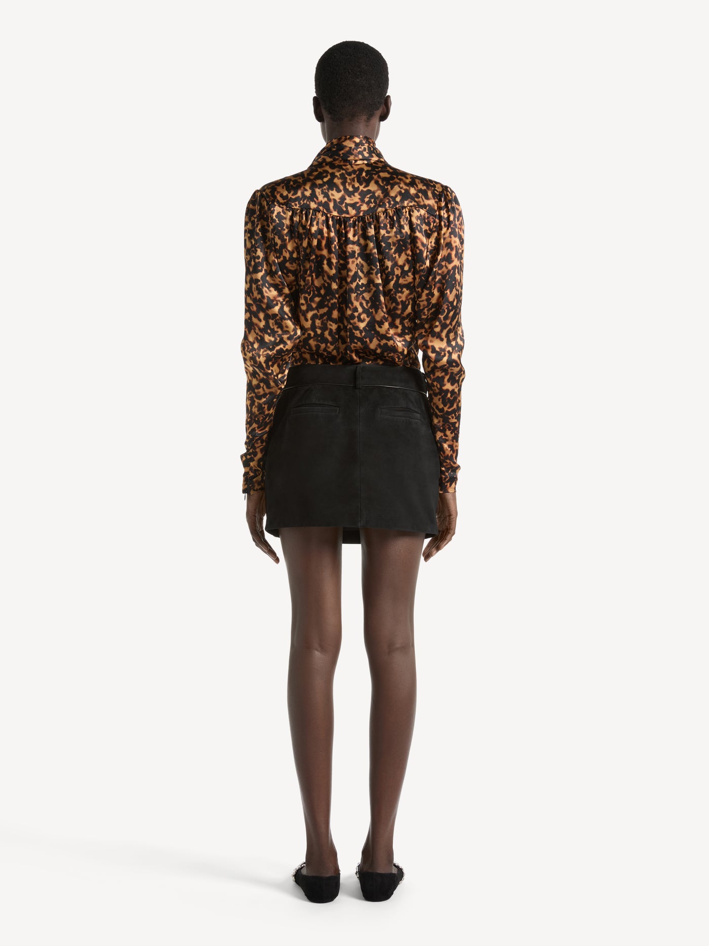 Short suede skirt
