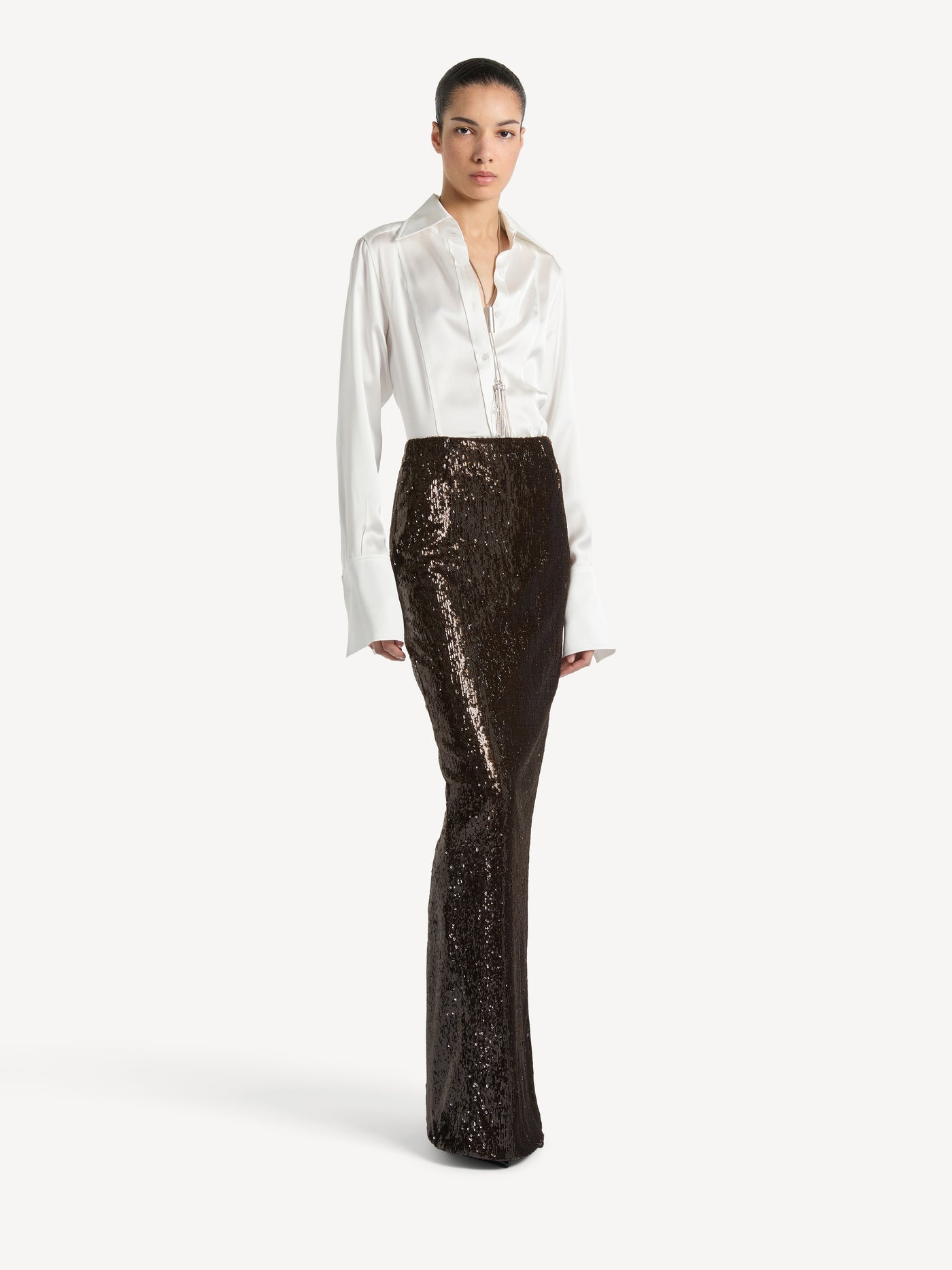 Sequinned long skirt