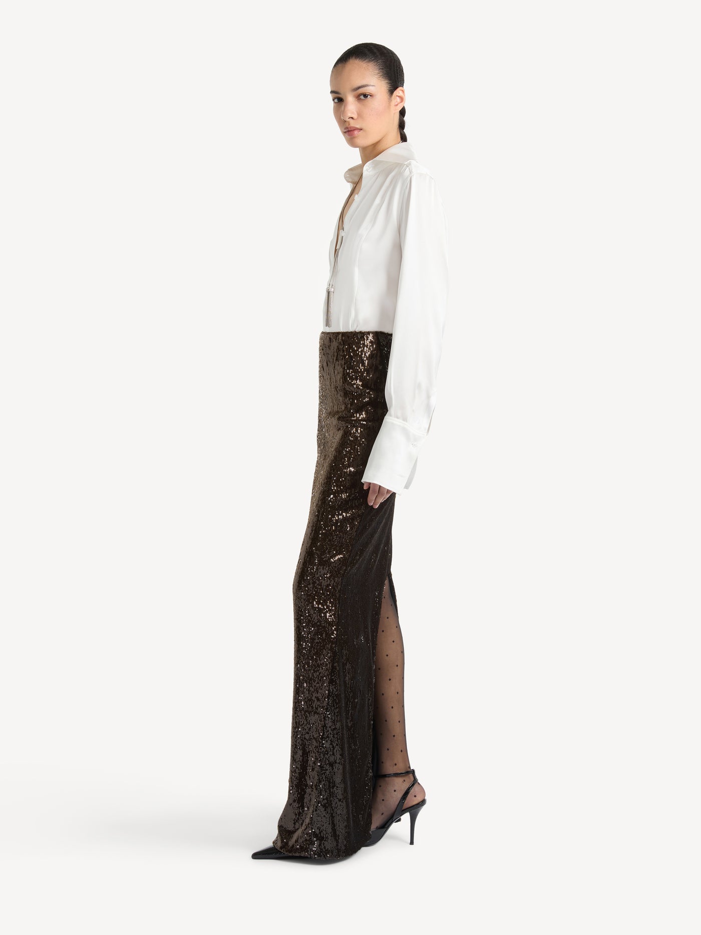 Sequinned long skirt