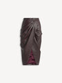 Draped midi skirt in smooth lambskin