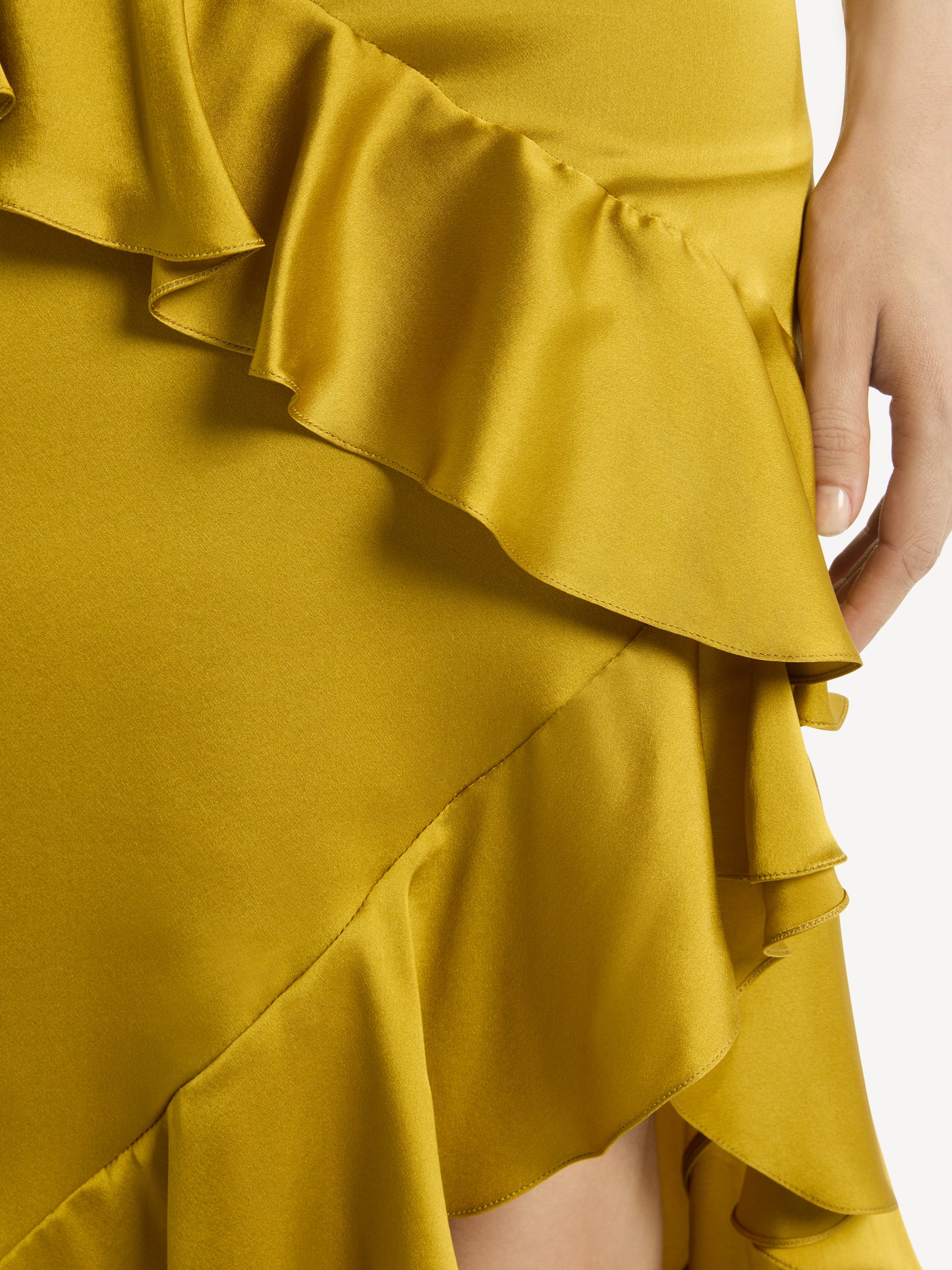 Ruffled silk satin skirt