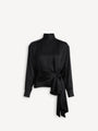 Silk satin blouse with tie detail
