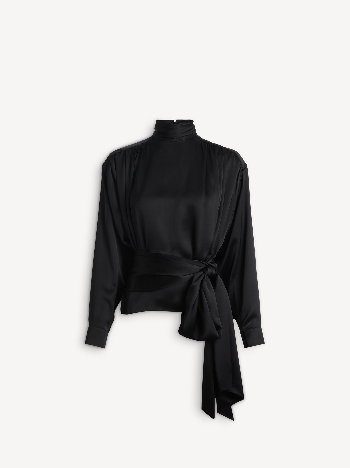 Silk satin blouse with tie detail