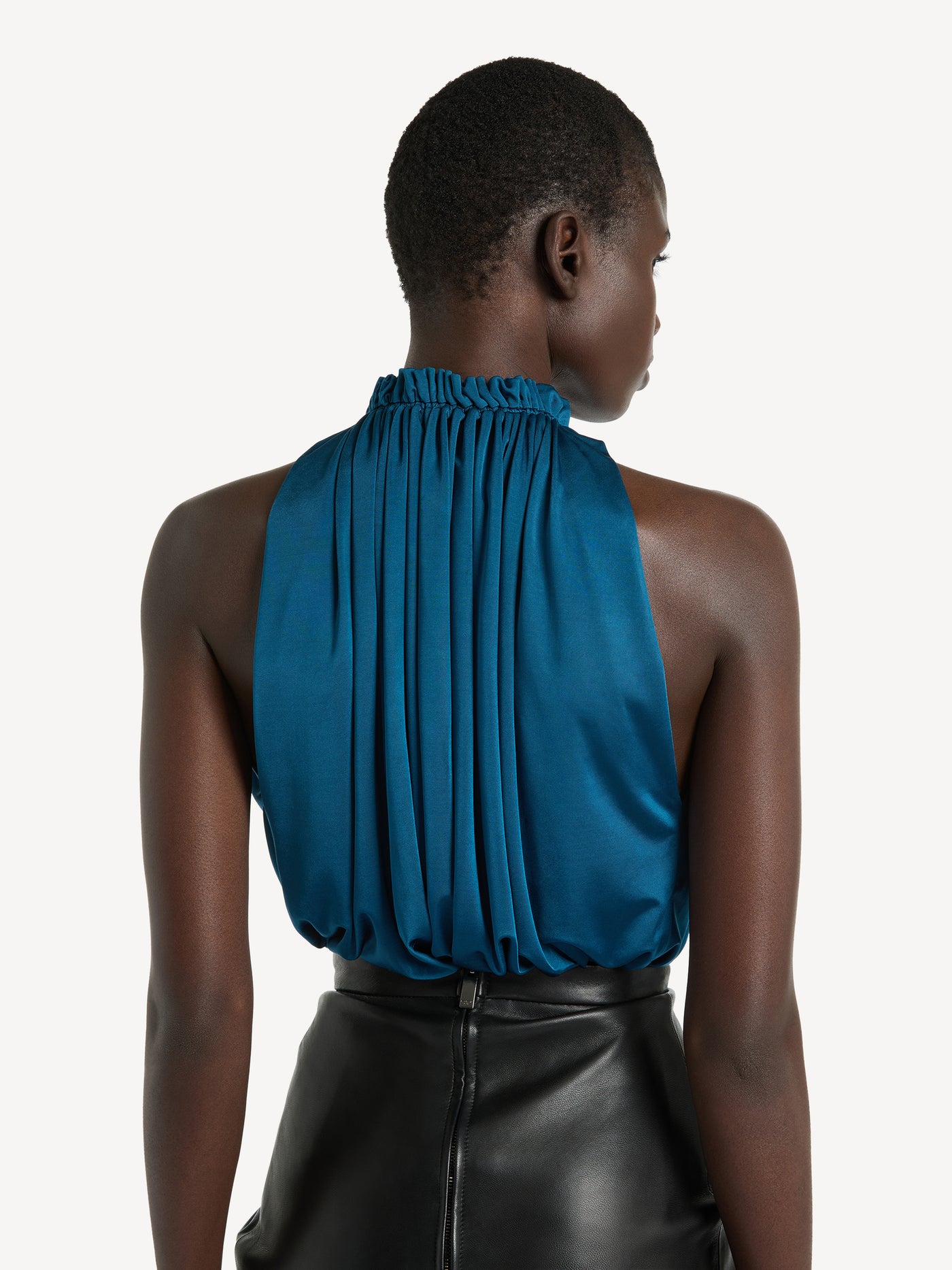 Pleated flowing jersey top
