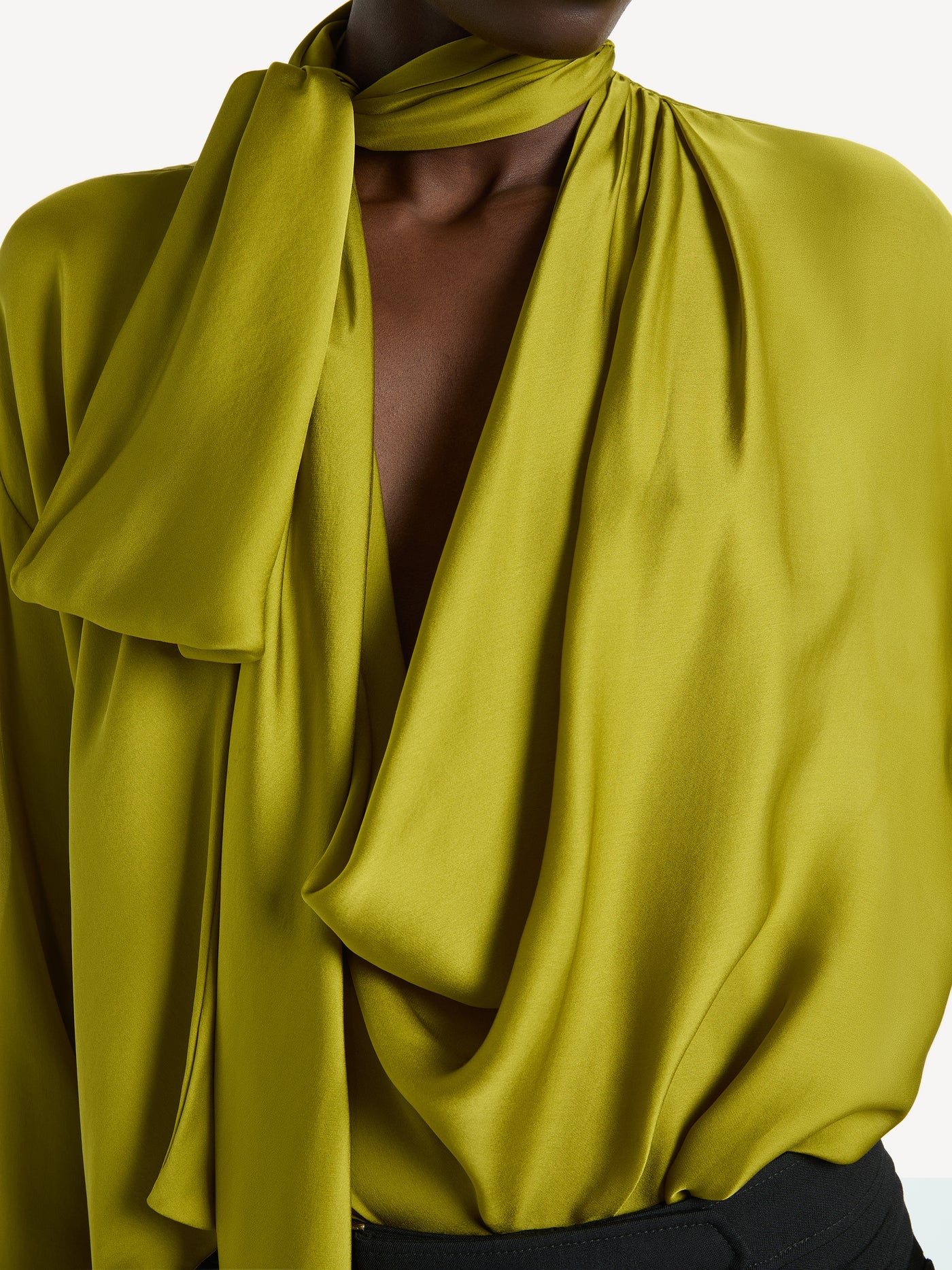 Draped silk chiffon blouse