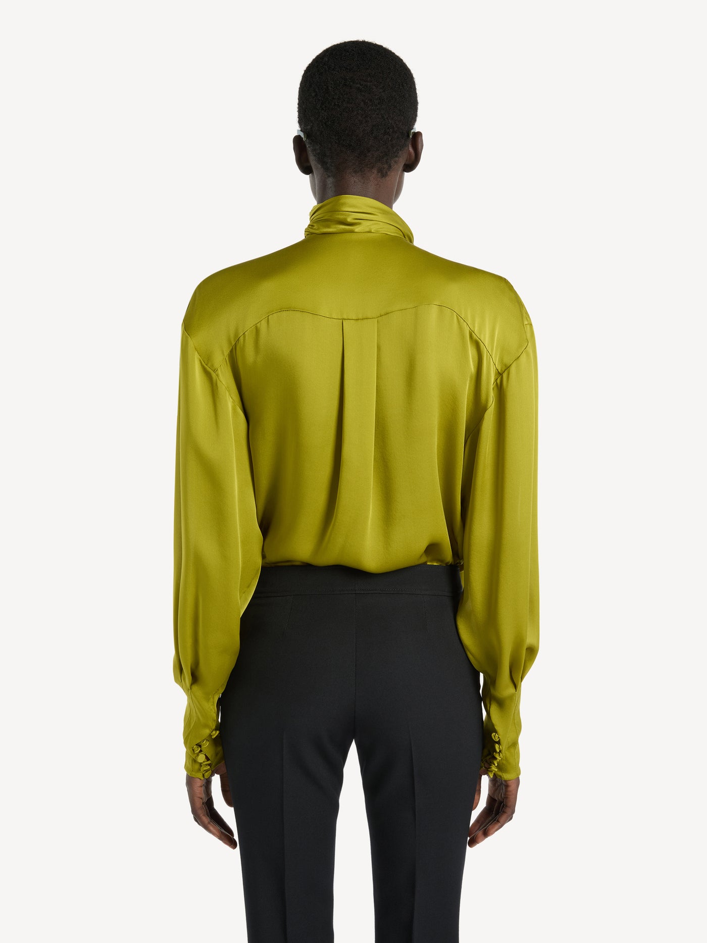 Draped silk chiffon blouse