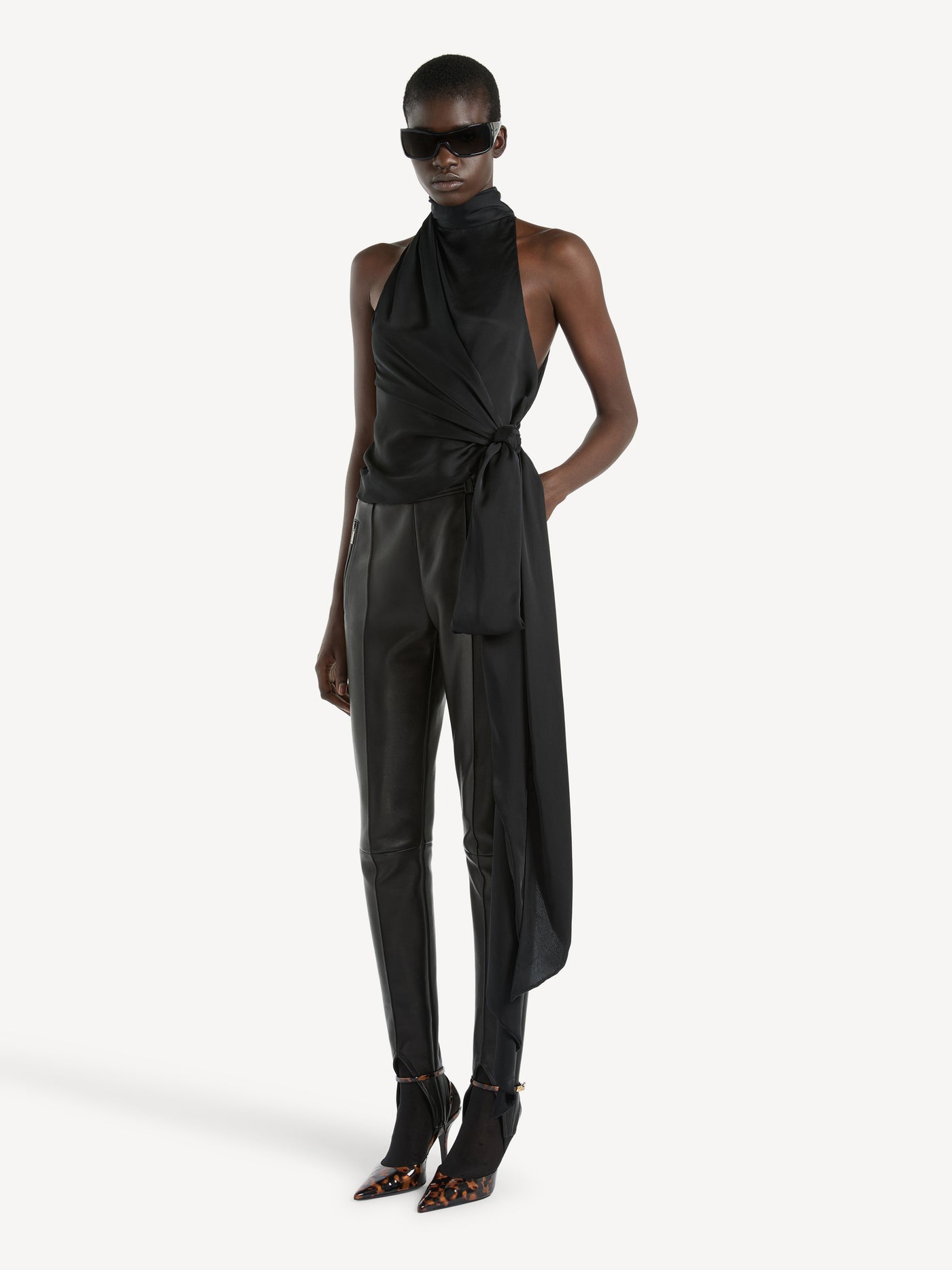 Open-back silk chiffon top