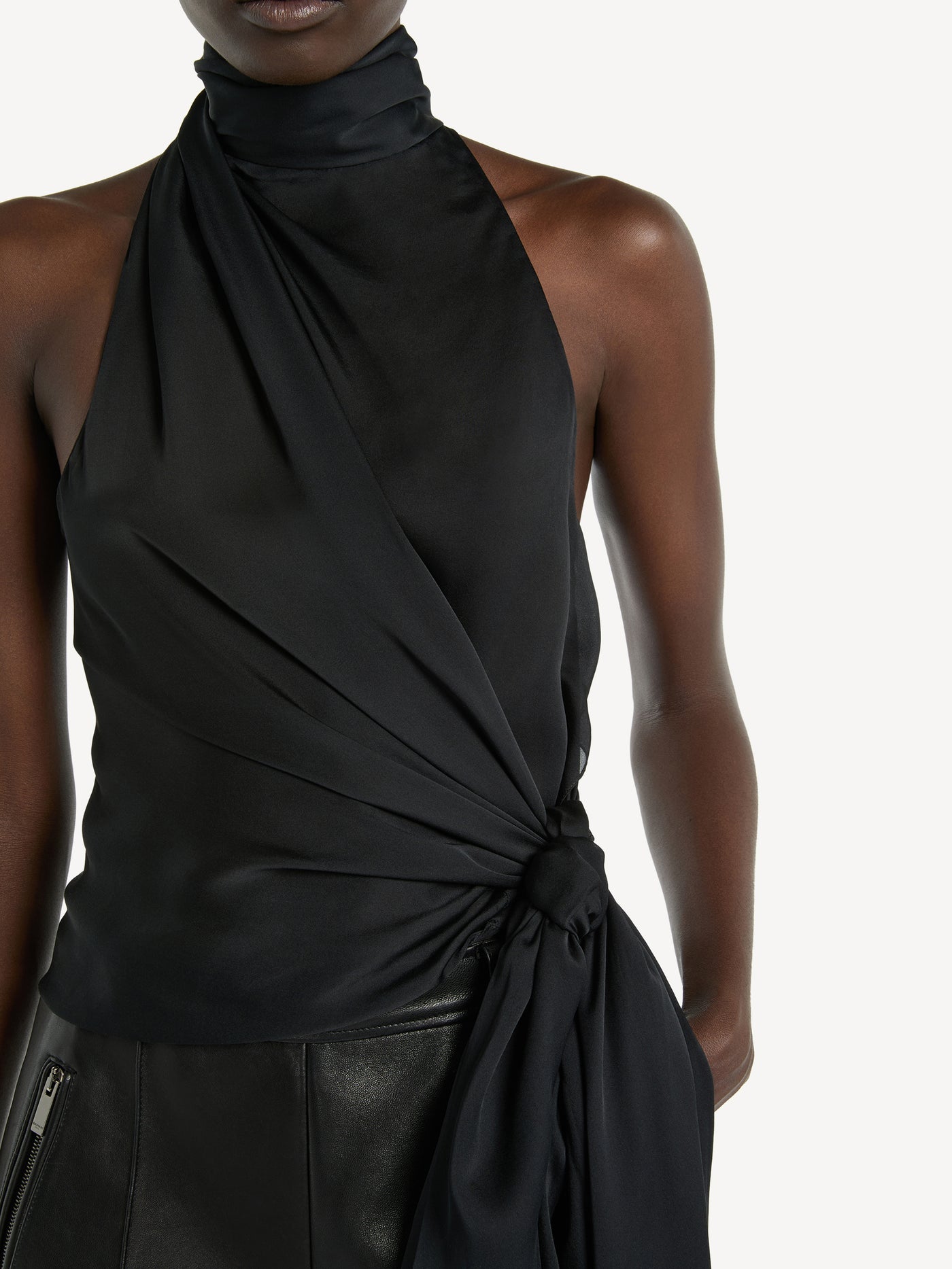 Open-back silk chiffon top