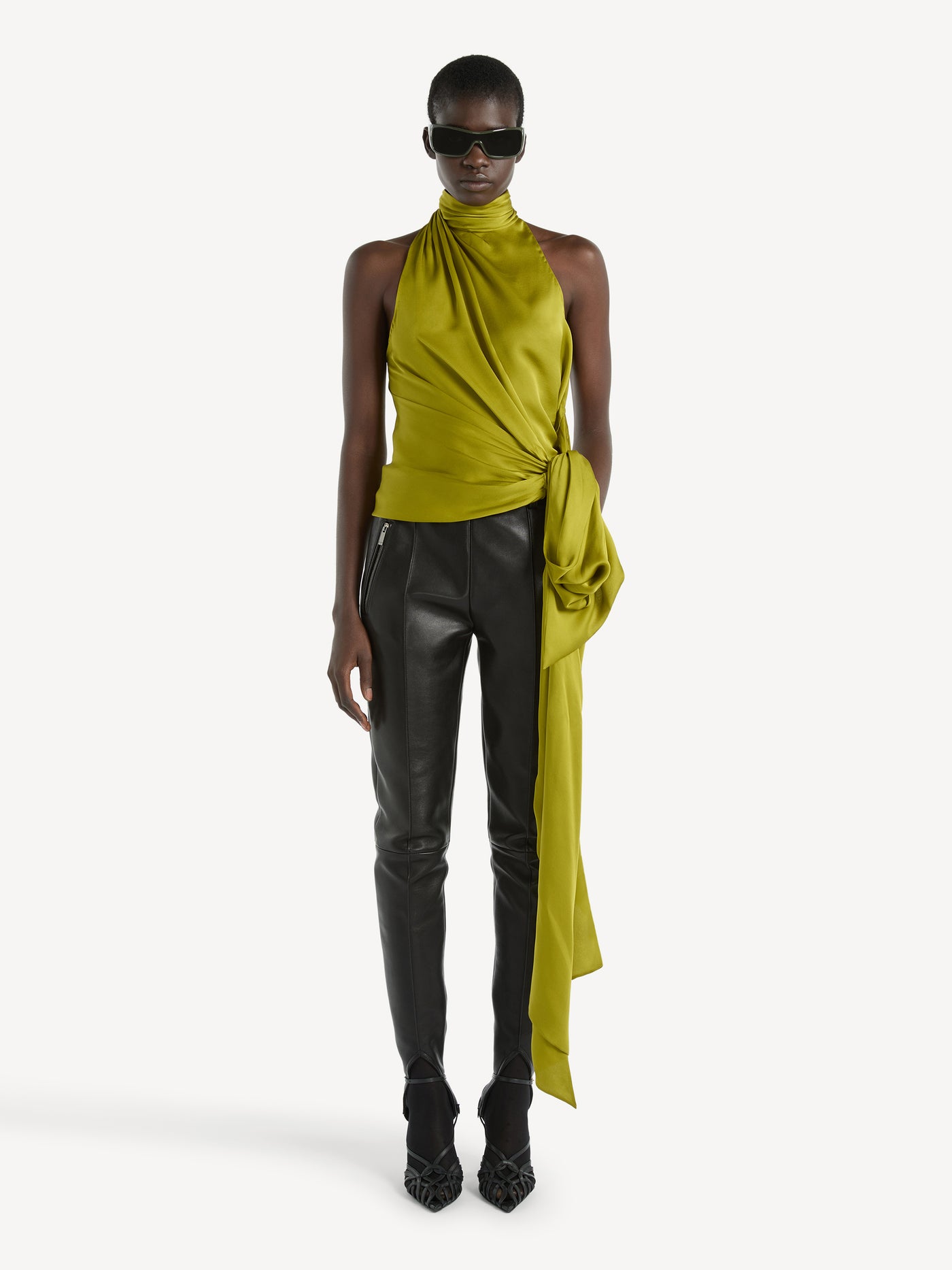 Open-back silk chiffon top
