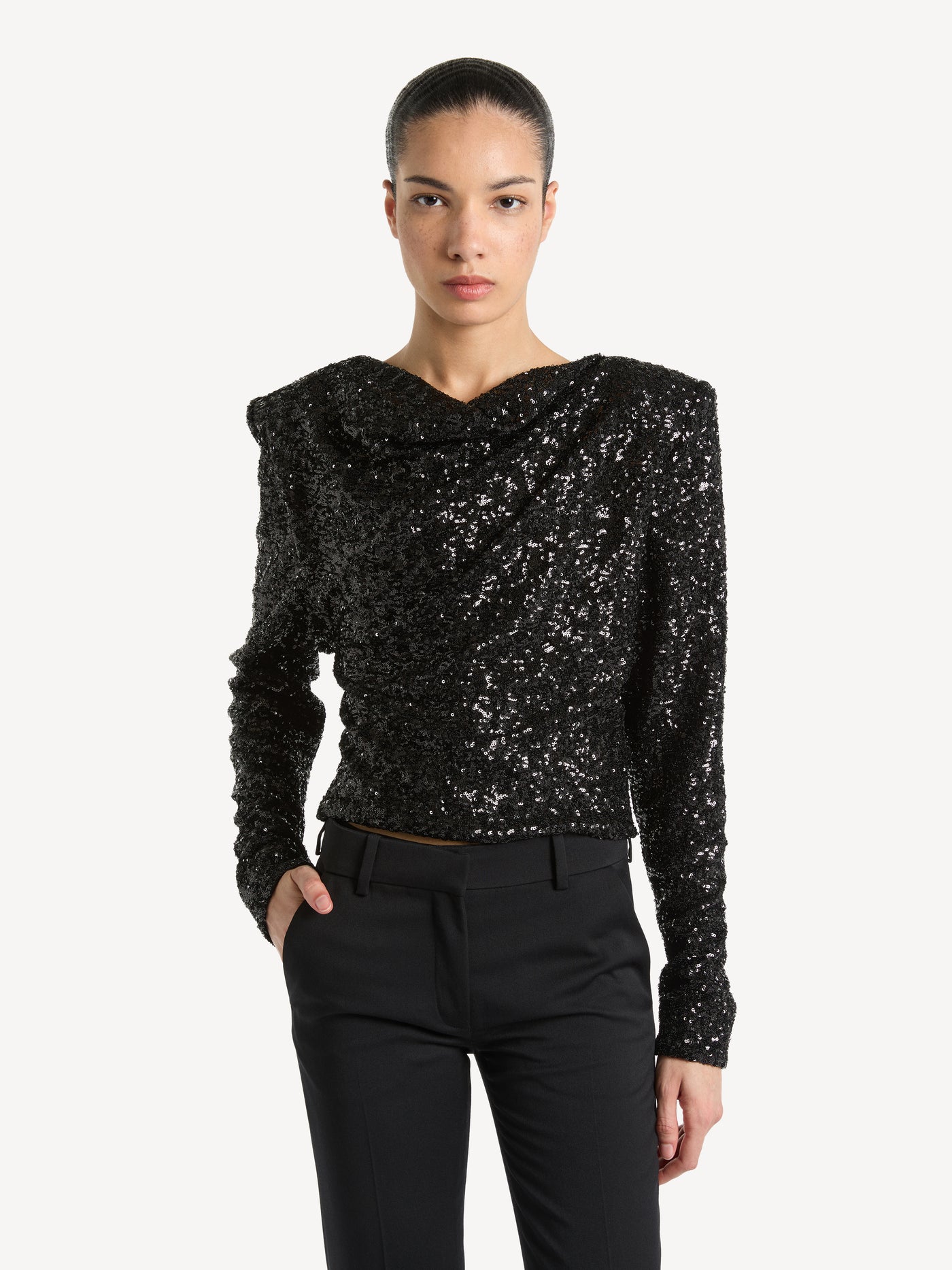 Sequinned top with bow