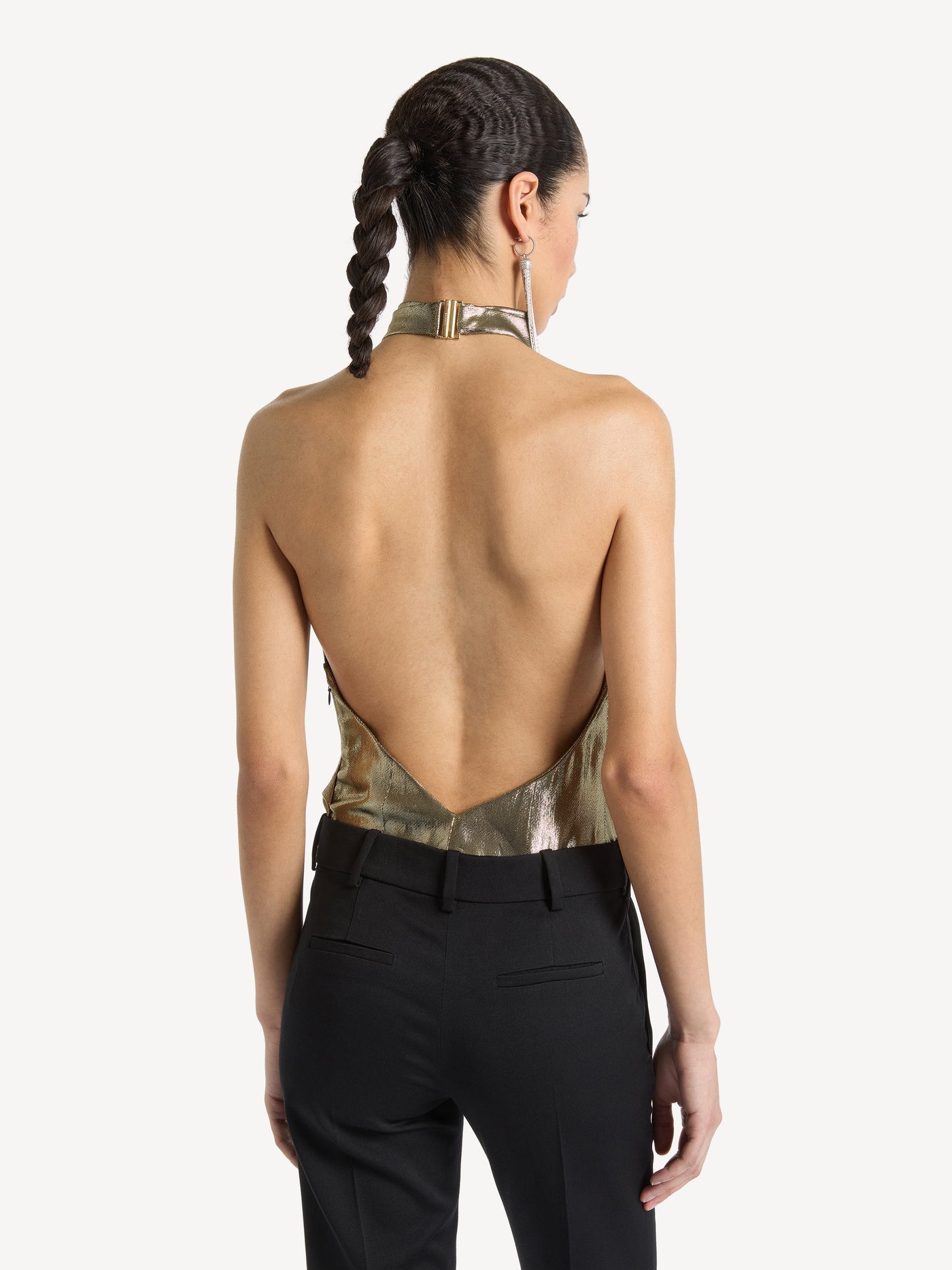 Backless lurex jersey top