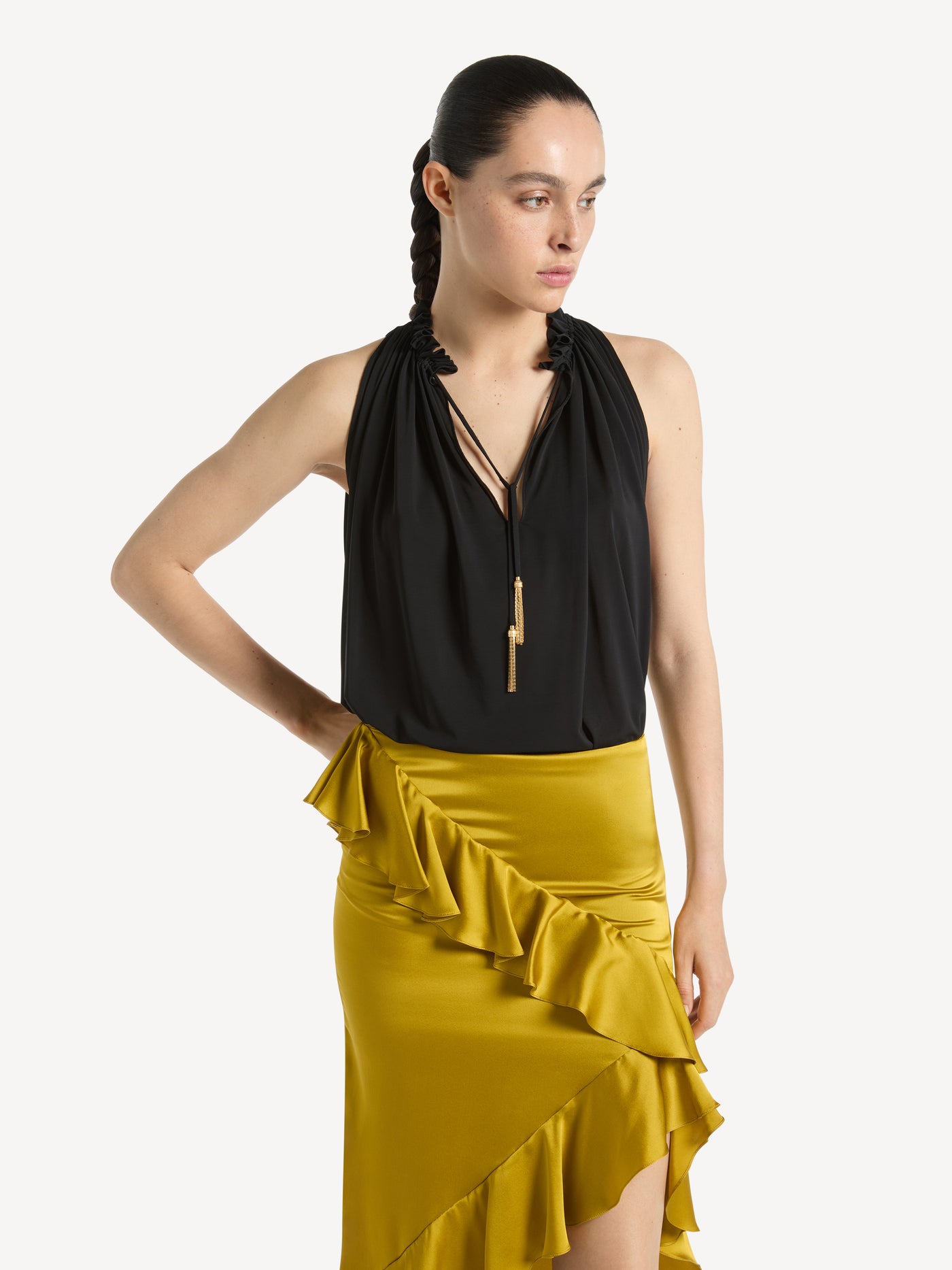 Pleated jersey top