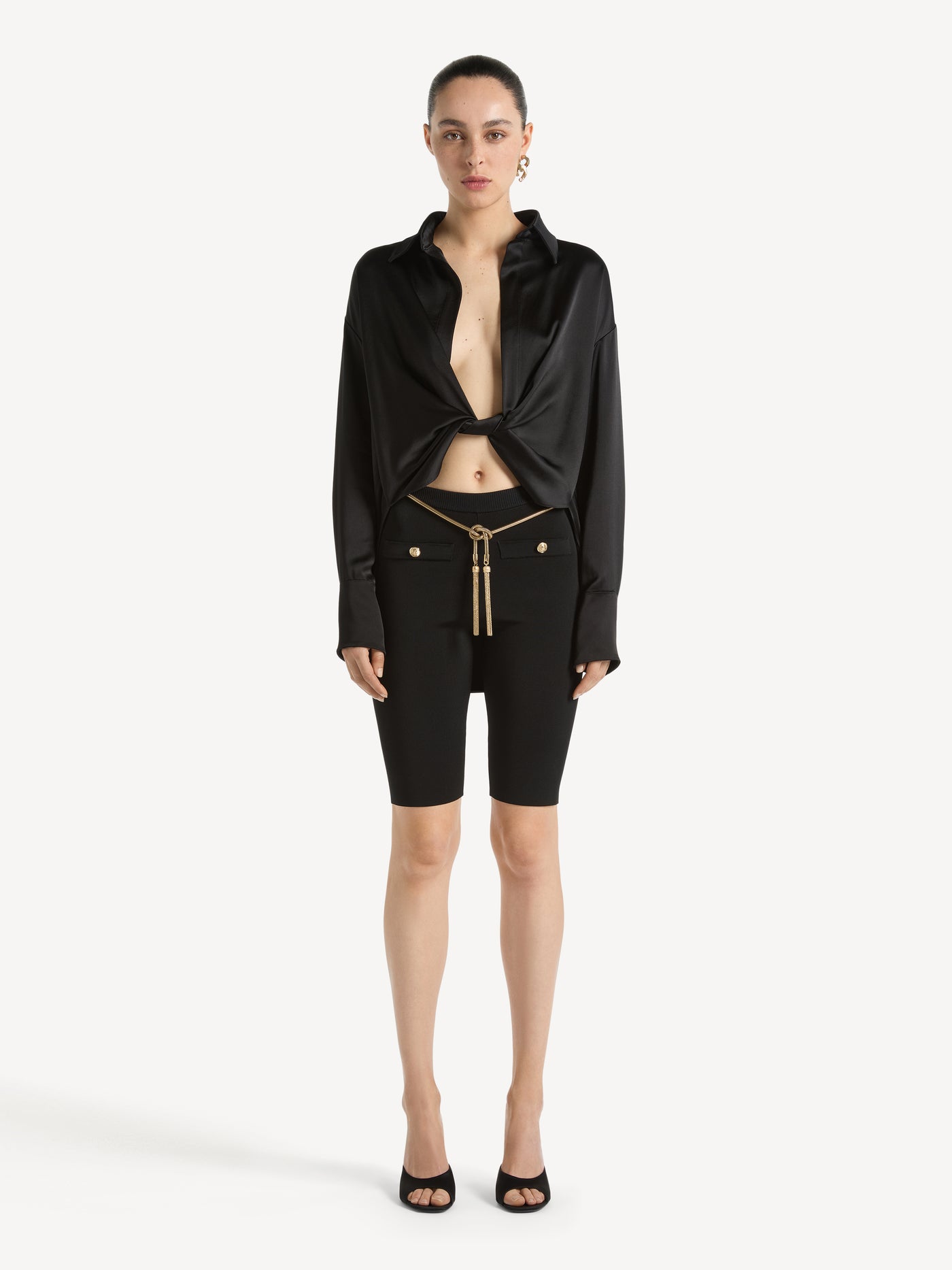 Satin blouse with twist detail