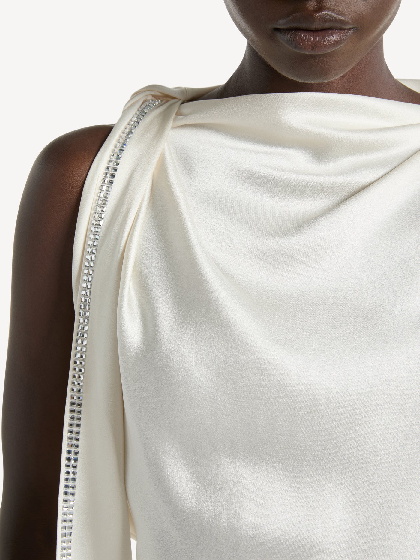 Draped cady crepe blouse with crystals