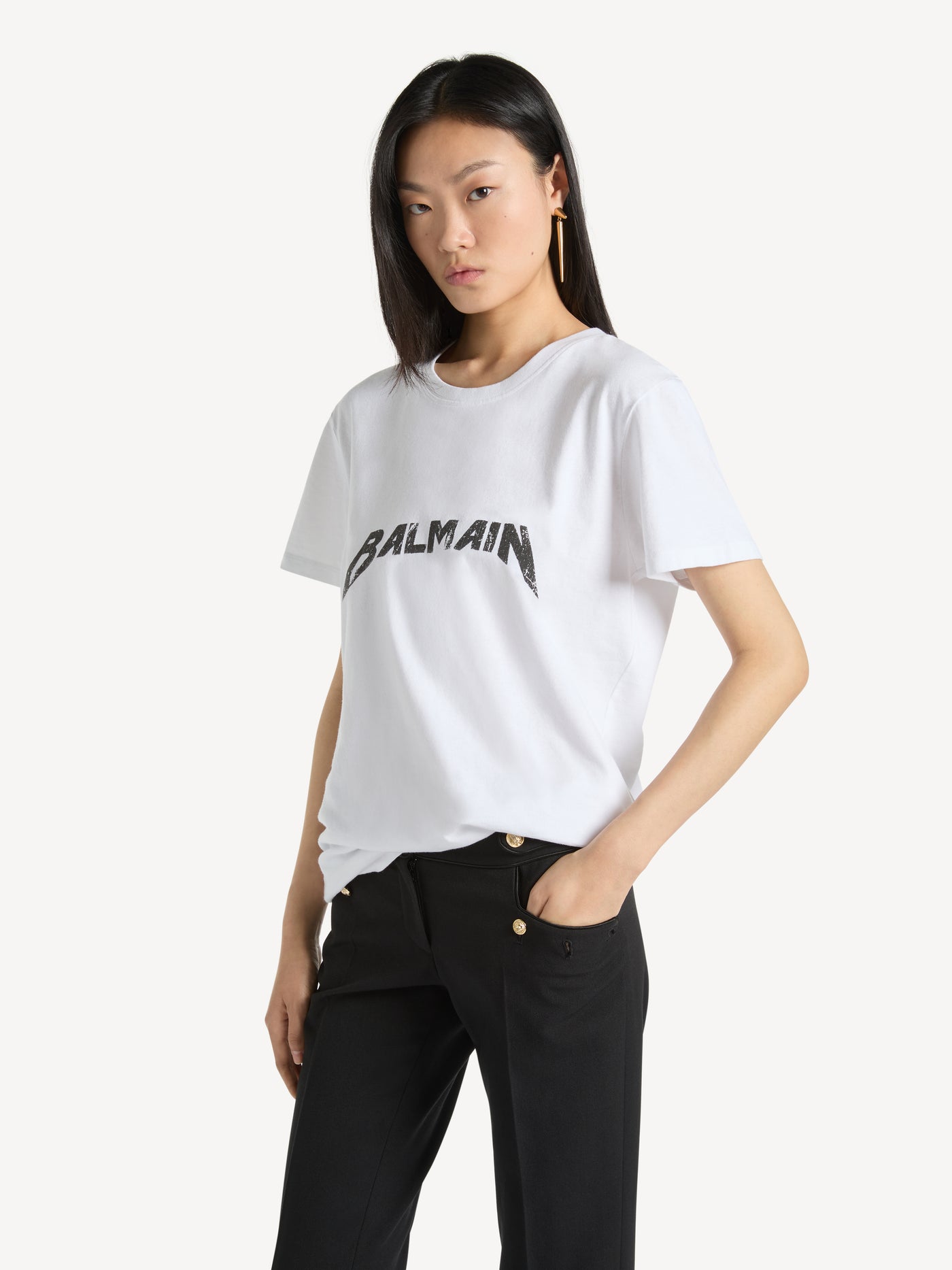 T-shirt with Balmain Band print