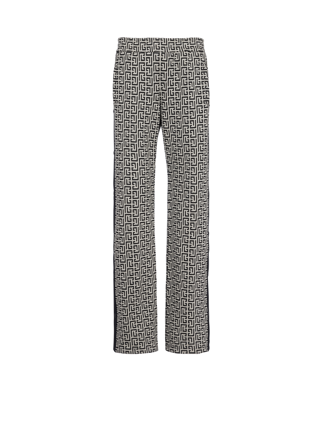 Wide-legged pyjama pants with Balmain monogram and snap buttons , black, hi-res