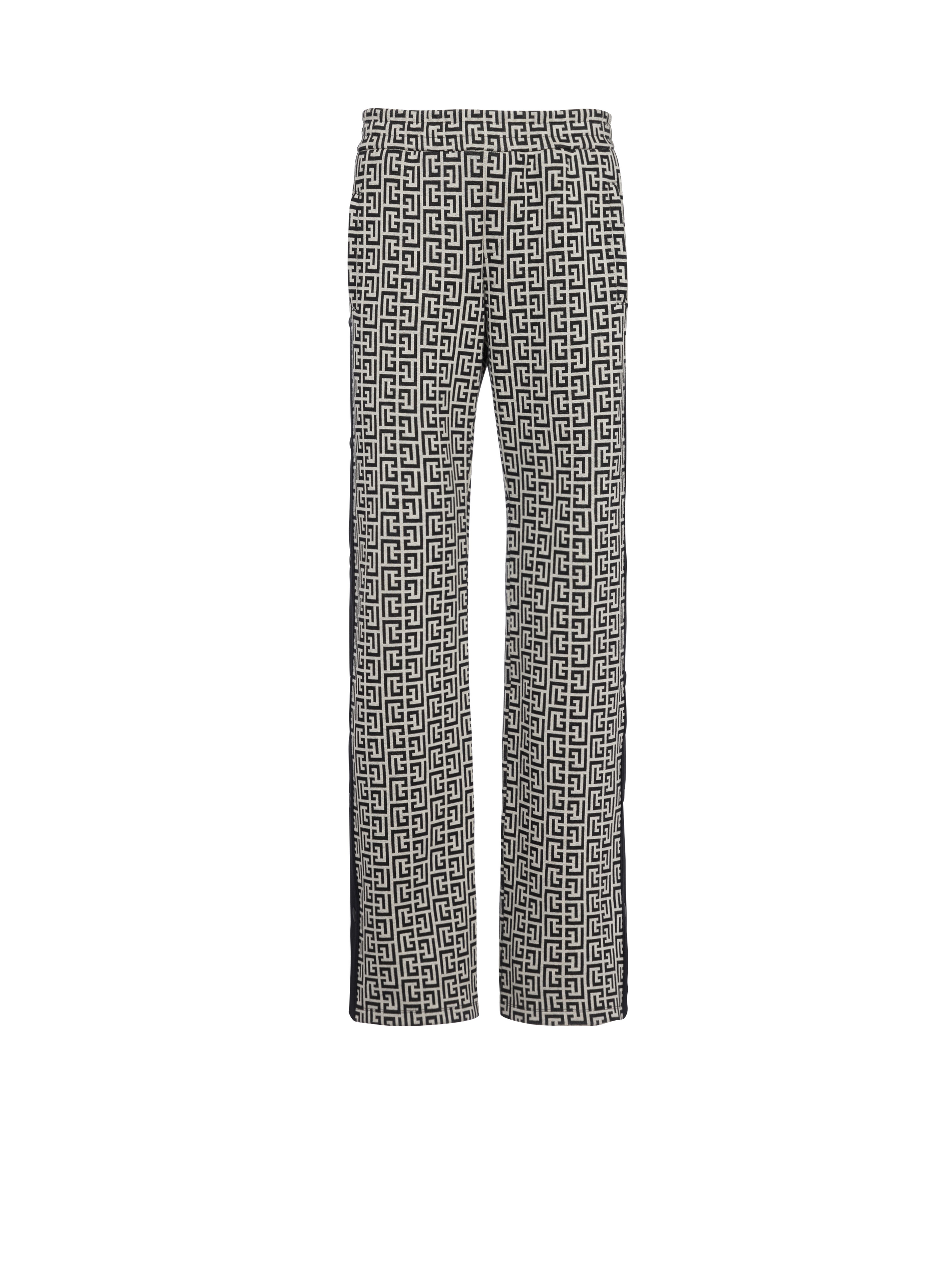 Wide-legged pyjama pants with Balmain monogram and snap buttons , black