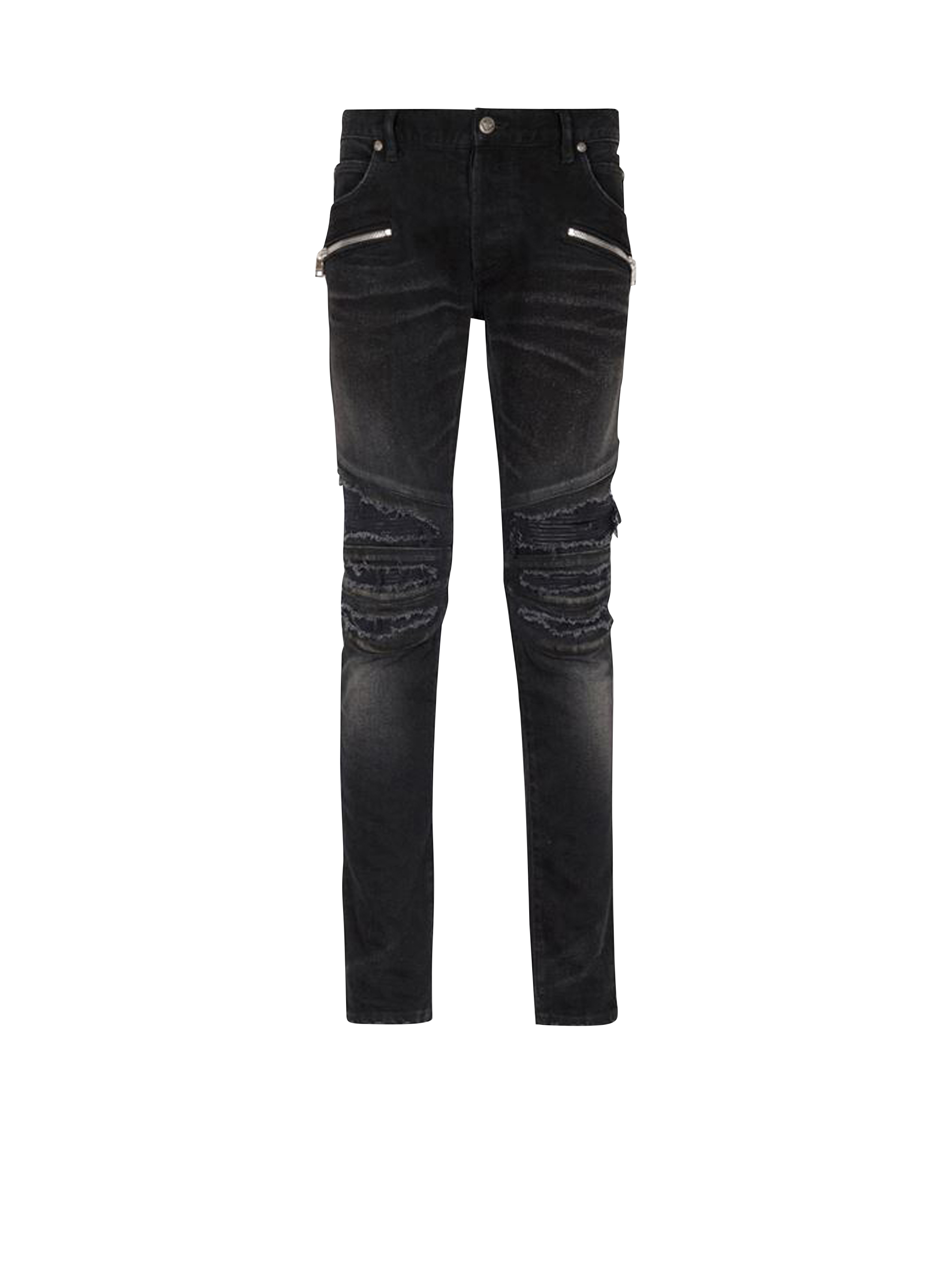 Slim cut ripped cotton jeans - Men 