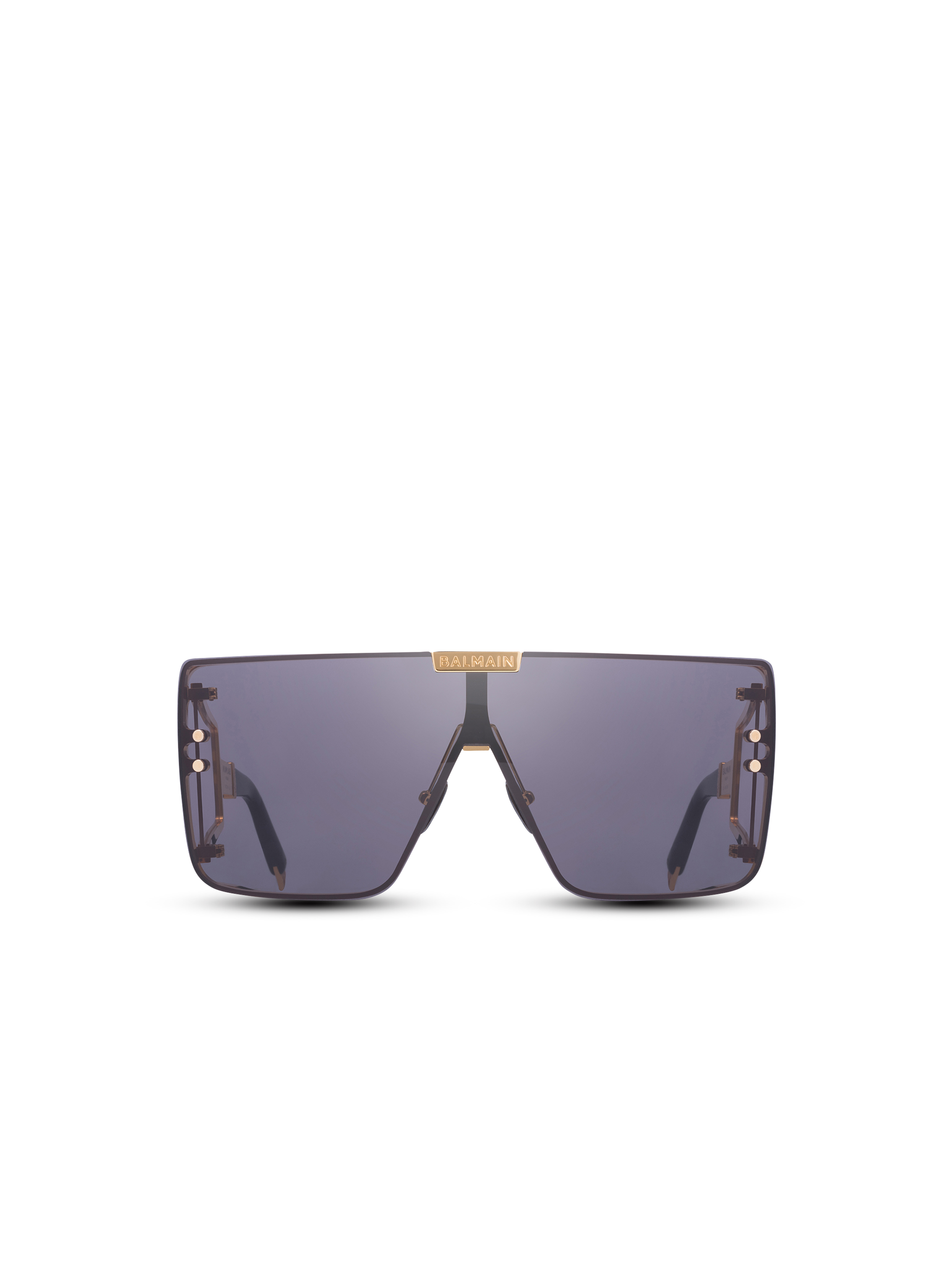 Gold-tone and dark gray titanium shield-shaped Wonder Boy sunglasses, black, hi-res