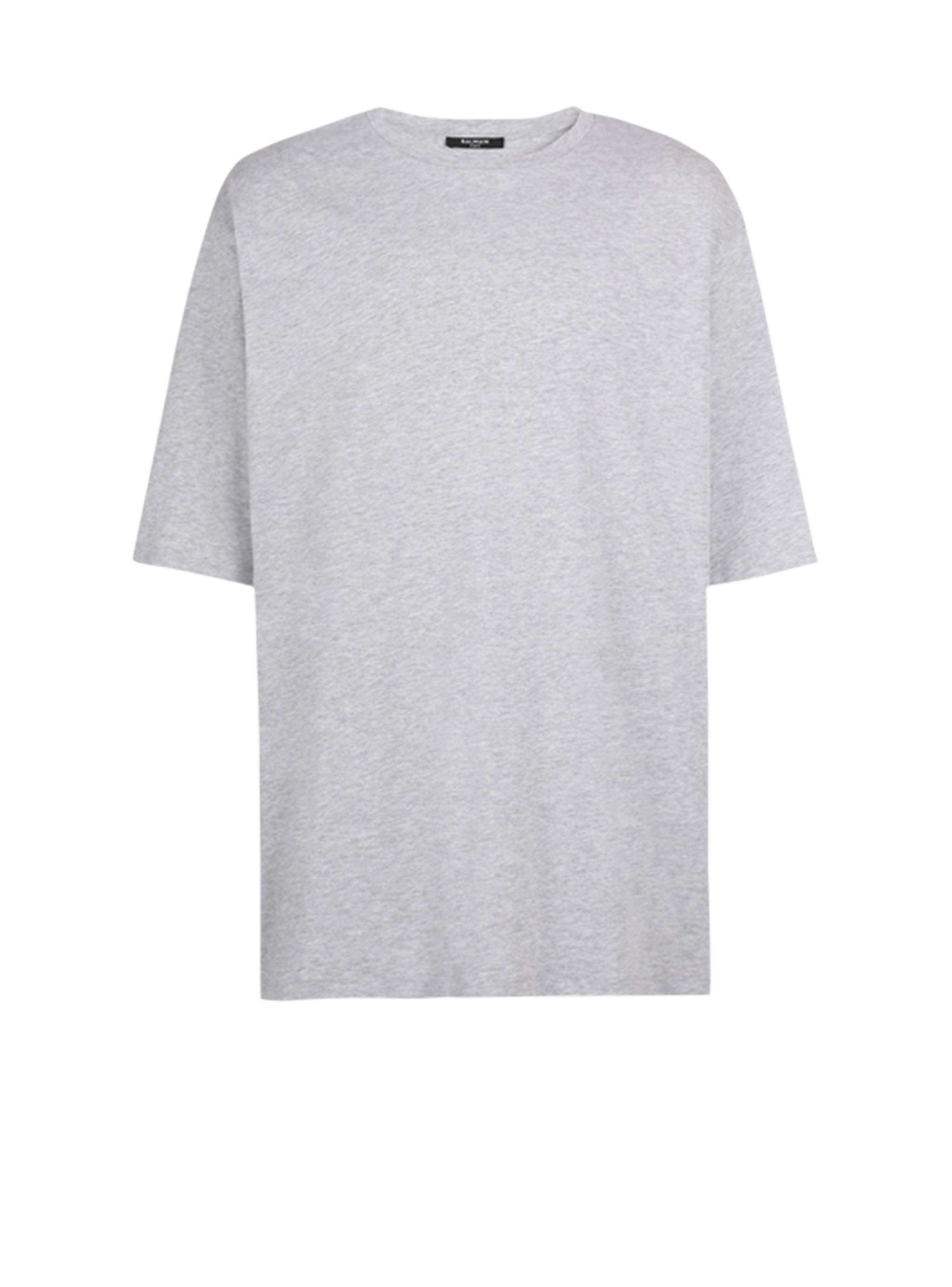 Oversized eco-designed cotton T-shirt with Balmain logo print, grey, hi-res