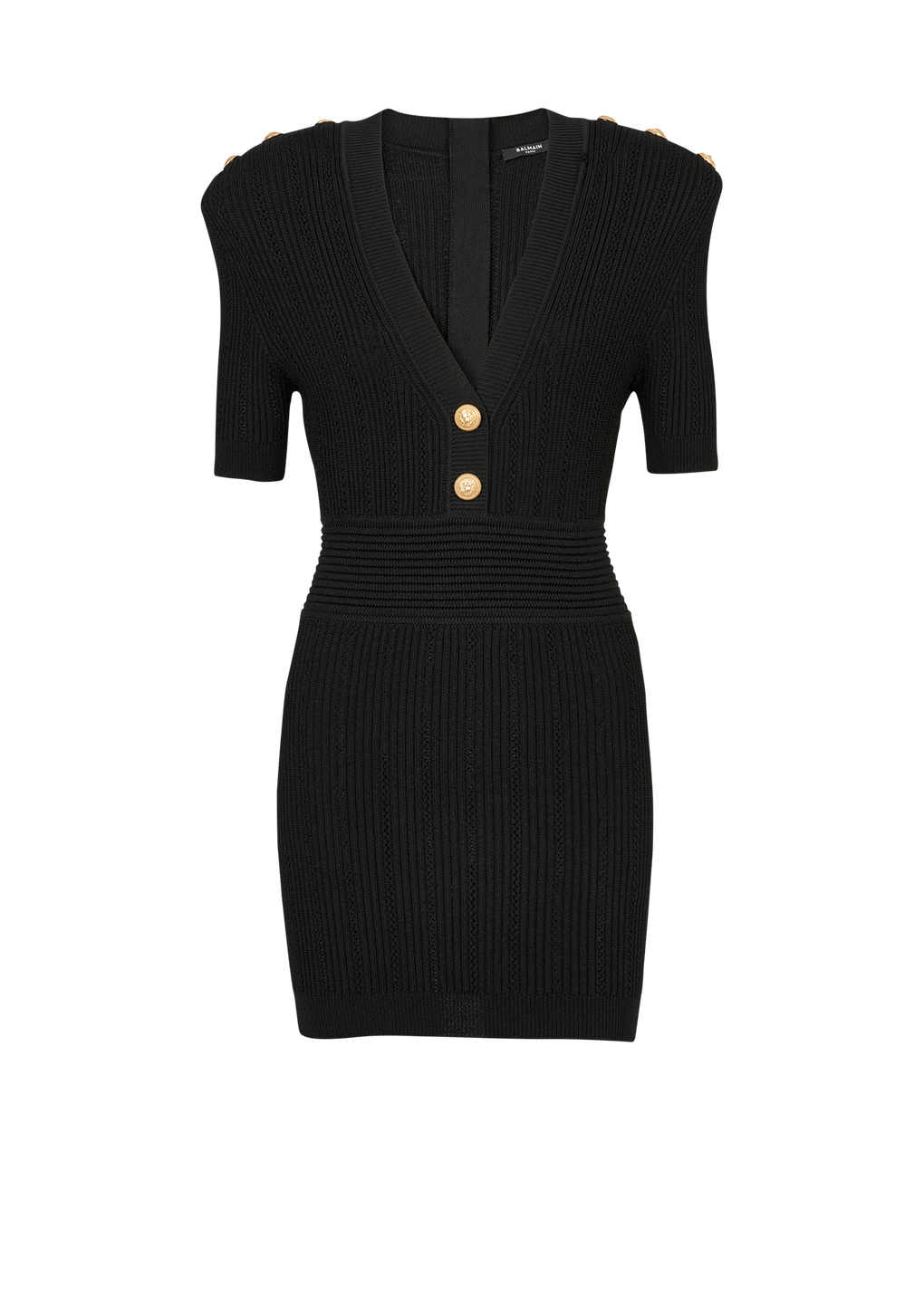 Short eco-designed  knit dress, black, hi-res