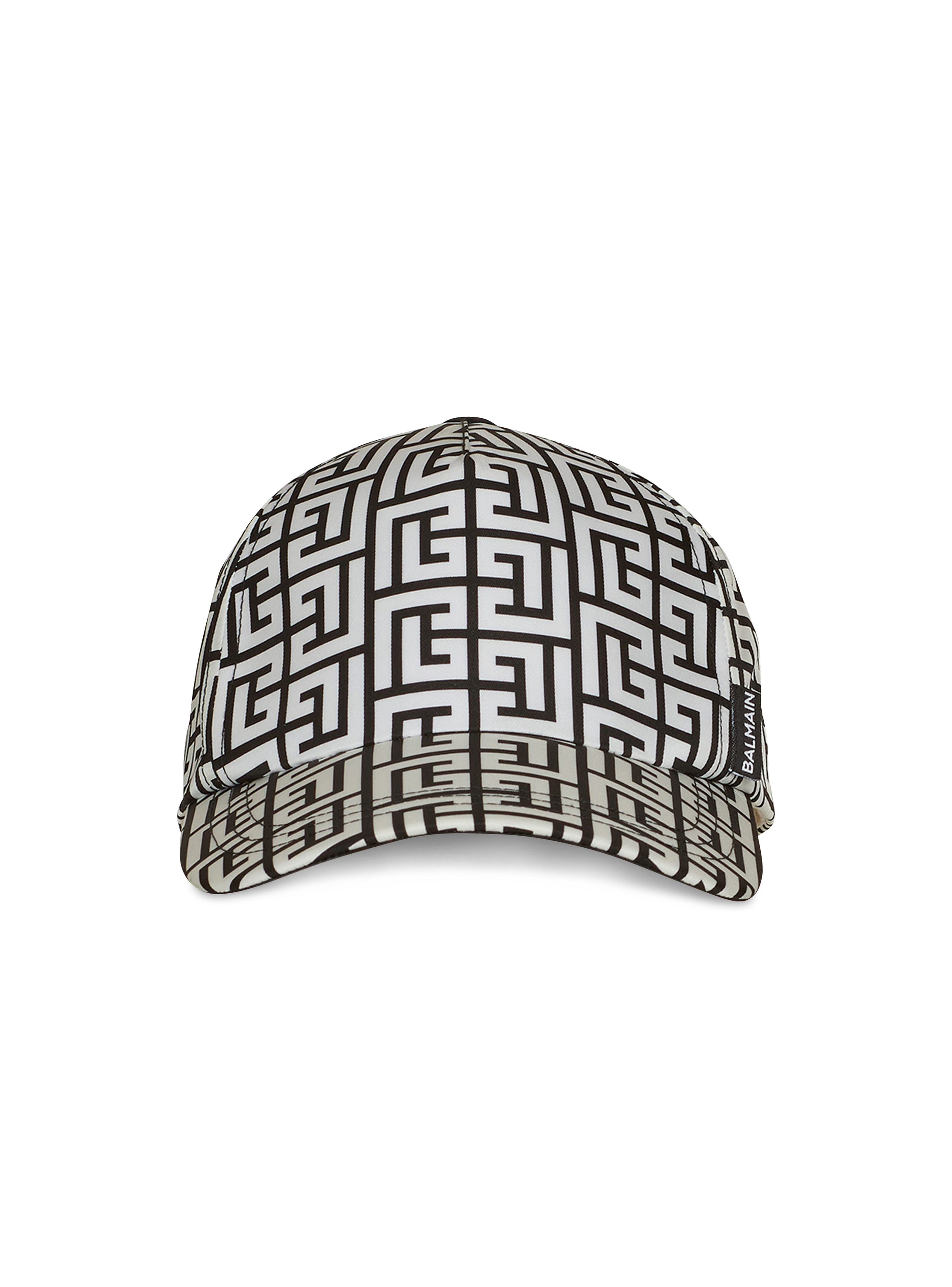 Nylon cap with Balmain monogram, black, hi-res