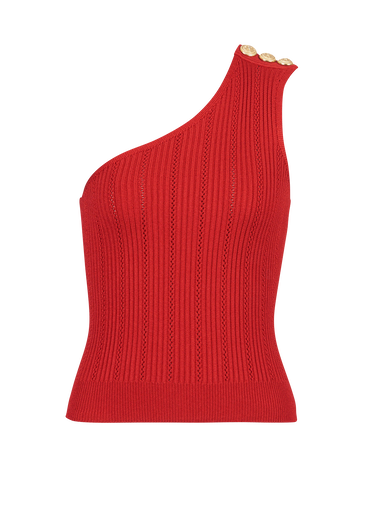 Asymmetrical eco-designed knit crop top