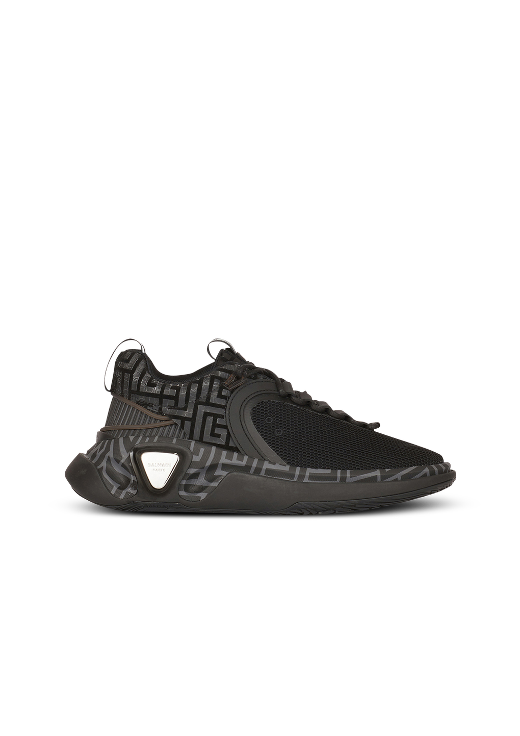 Monogram suede and mesh B-Runner sneakers, black, hi-res
