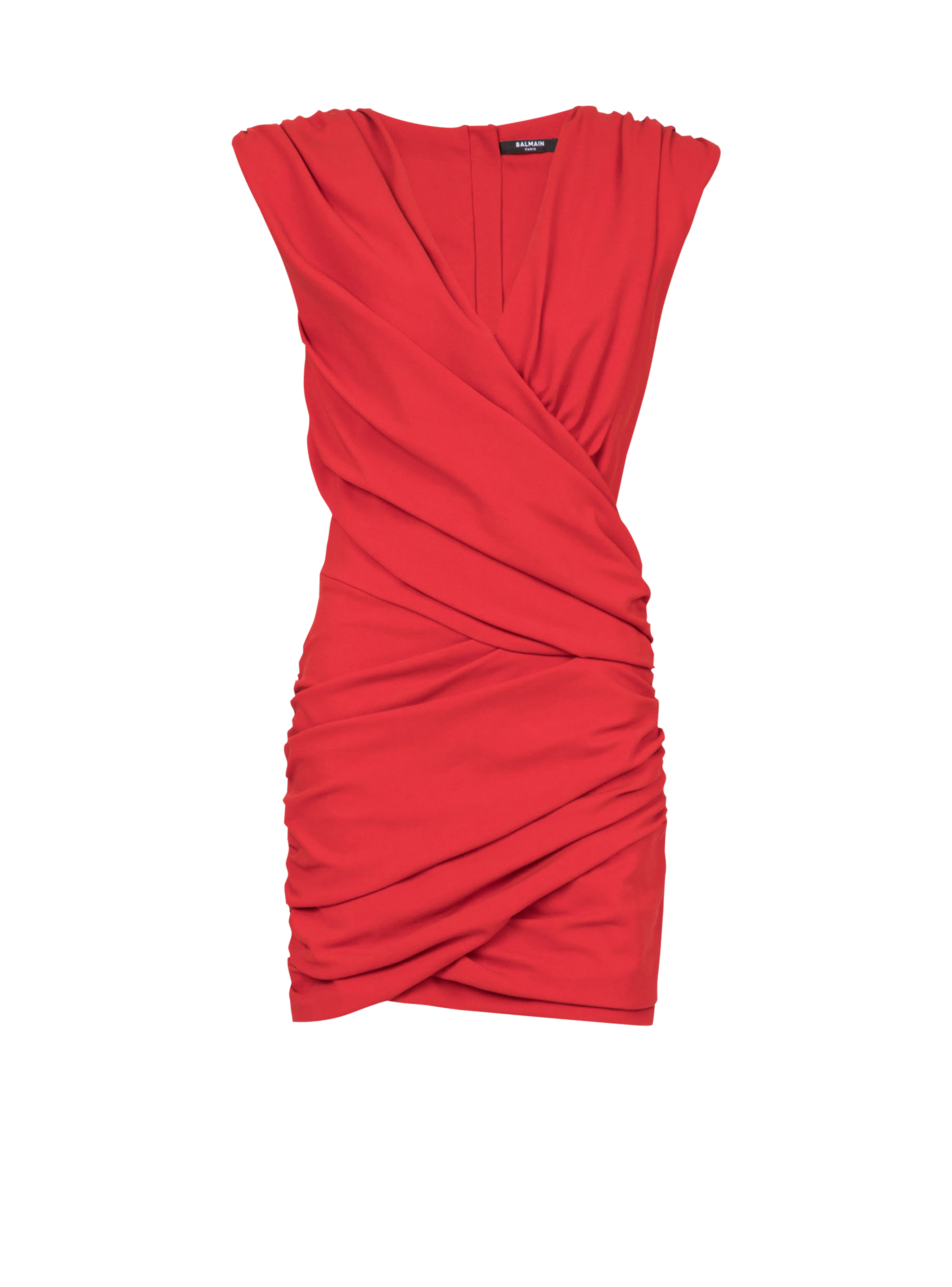 Short draped jersey dress, red, hi-res