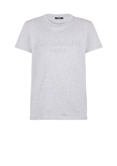 Cotton T-shirt with embossed Balmain Paris logo