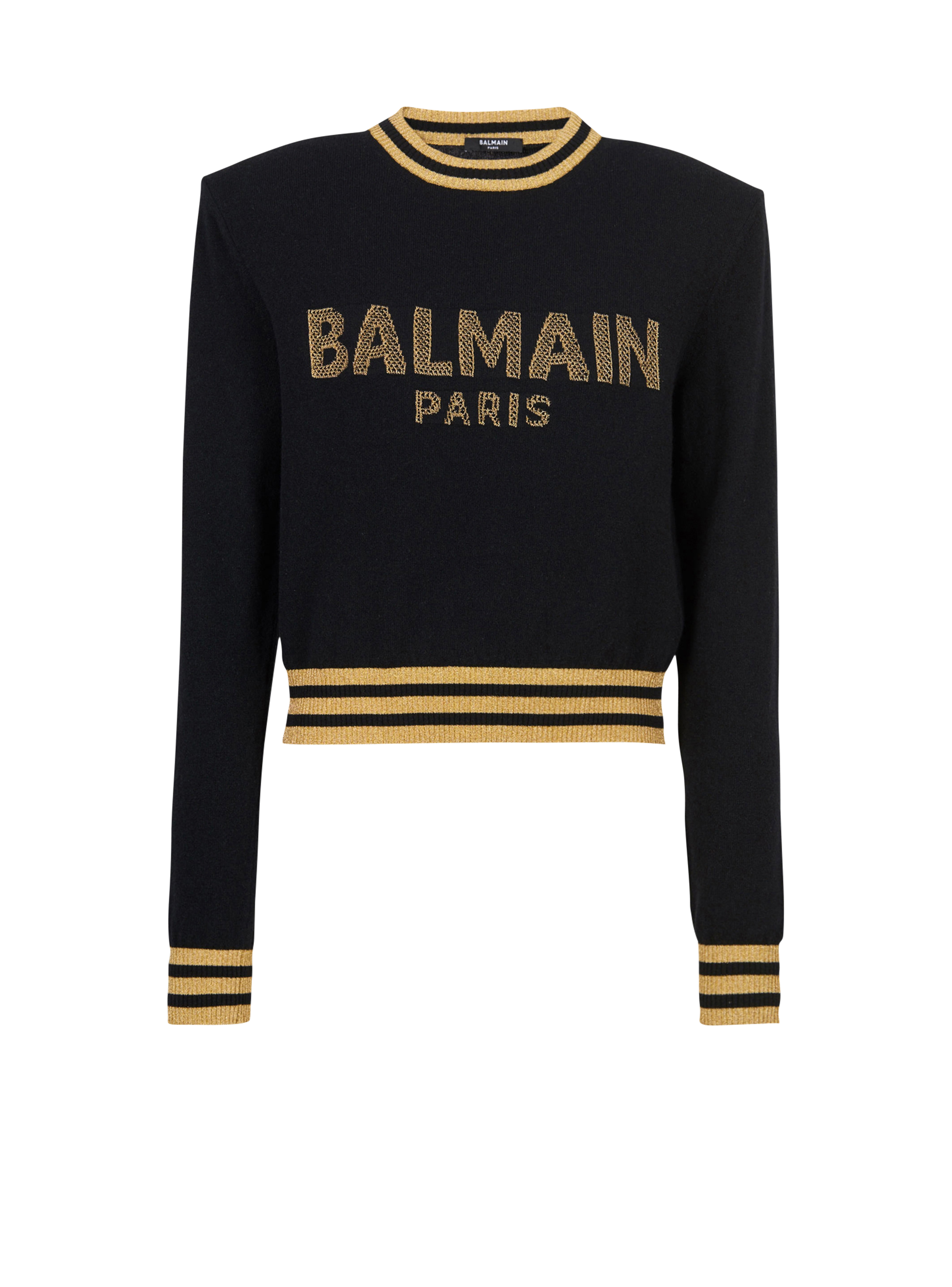 Cropped wool sweatshirt with gold 