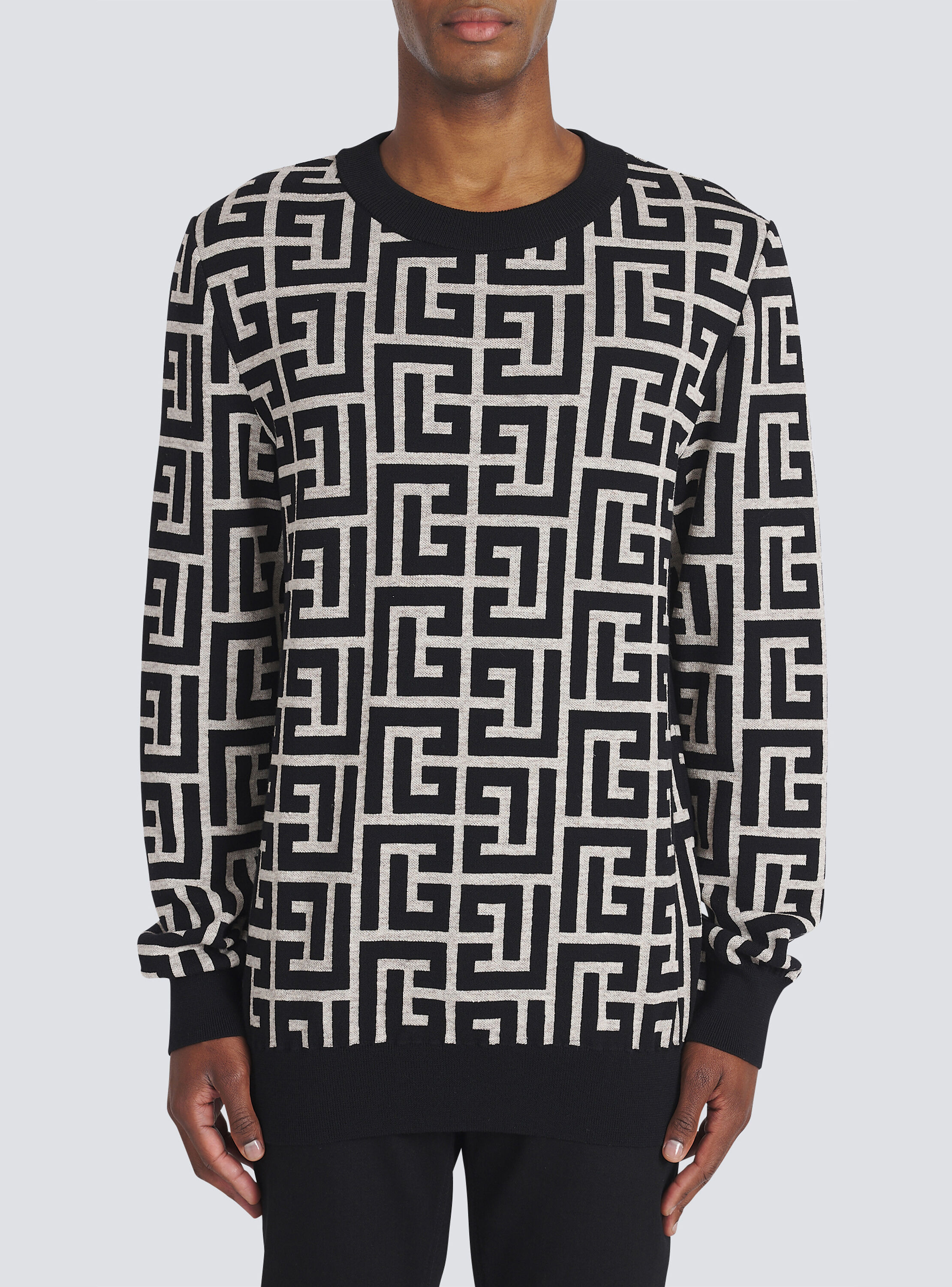 Wool sweater with Balmain monogram - Men | BALMAIN
