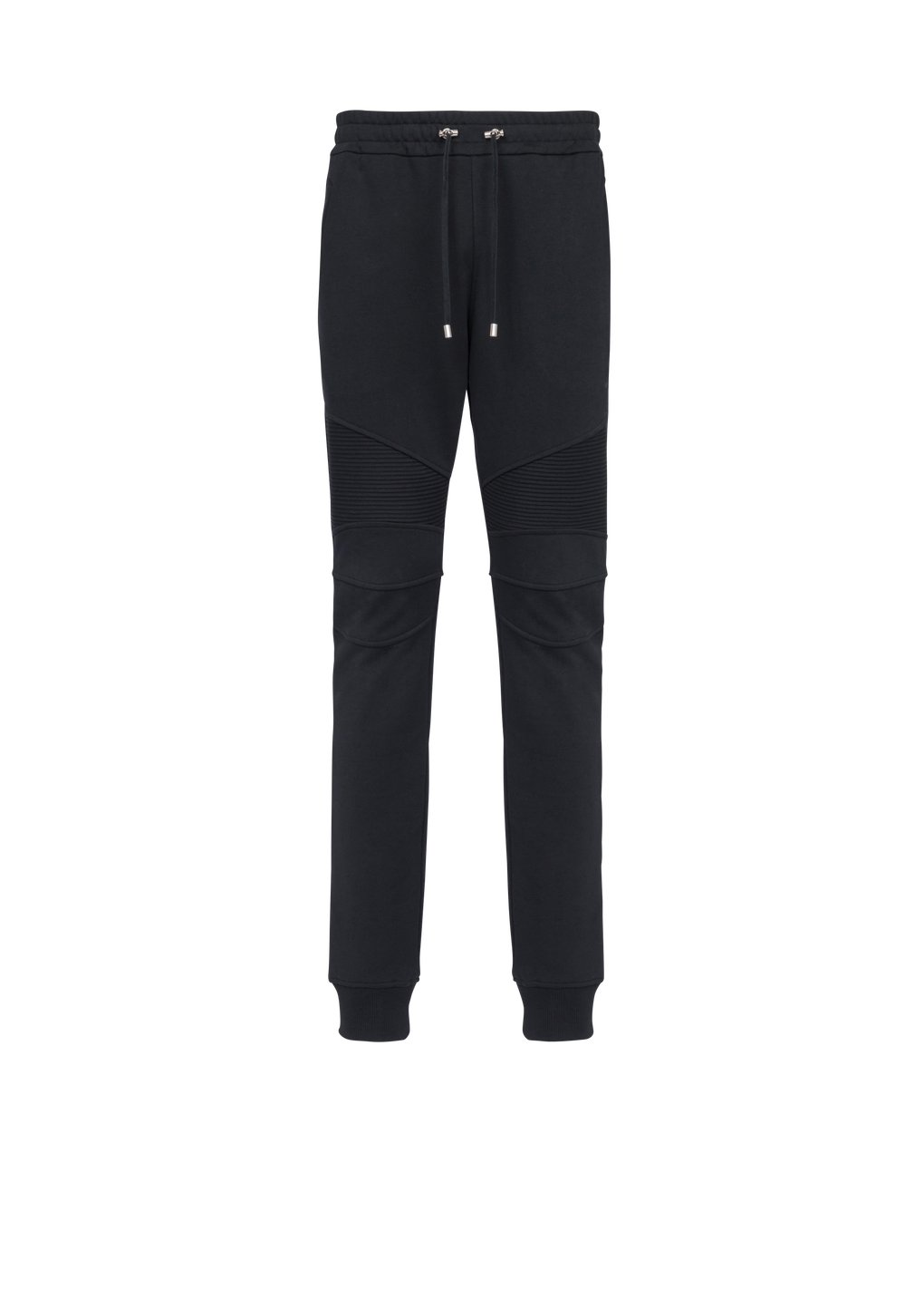 Cotton sweatpants with flocked Balmain Paris logo, black, hi-res