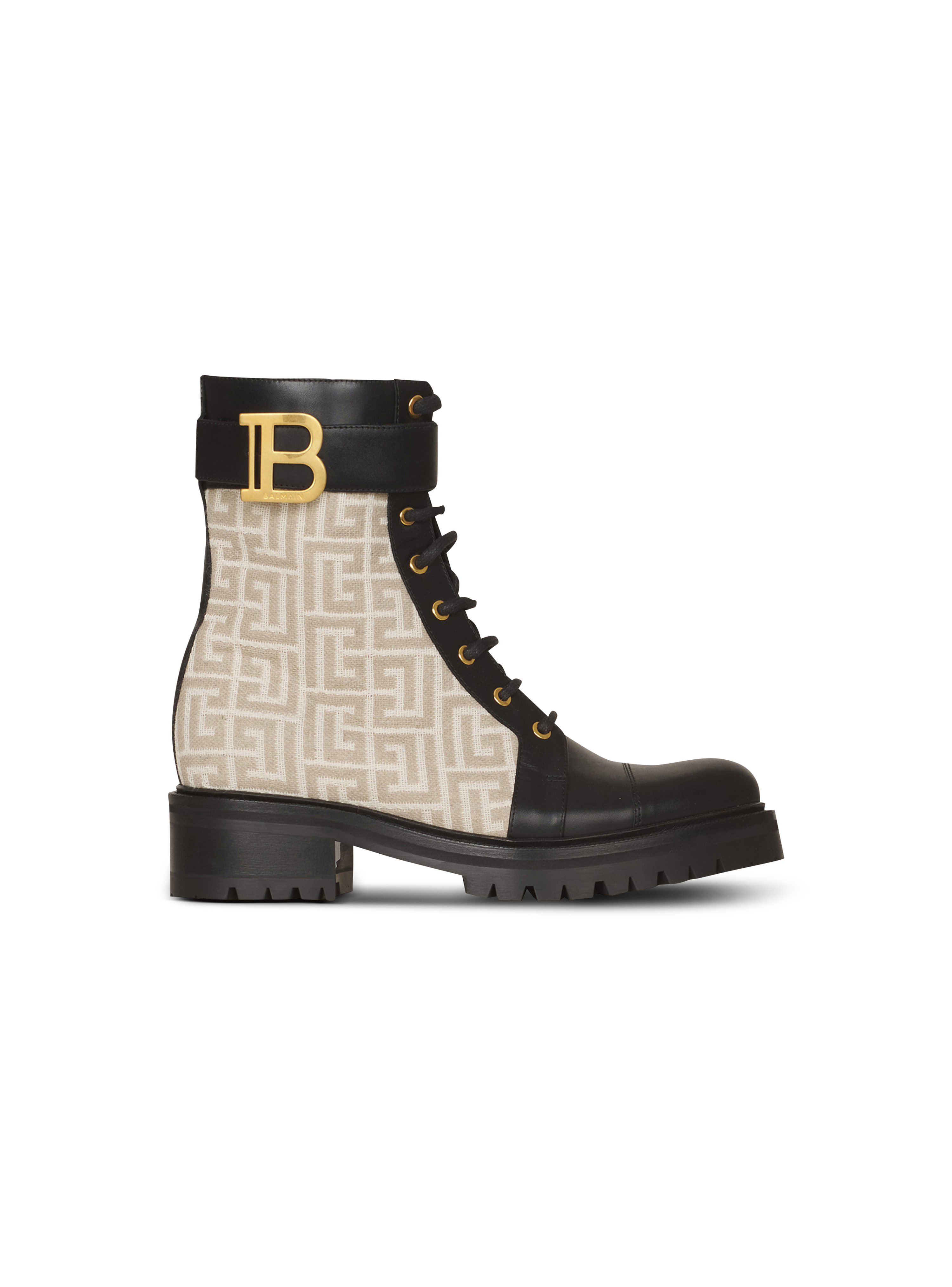 Bicolor jacquard Ranger Romy ankle boots, beige