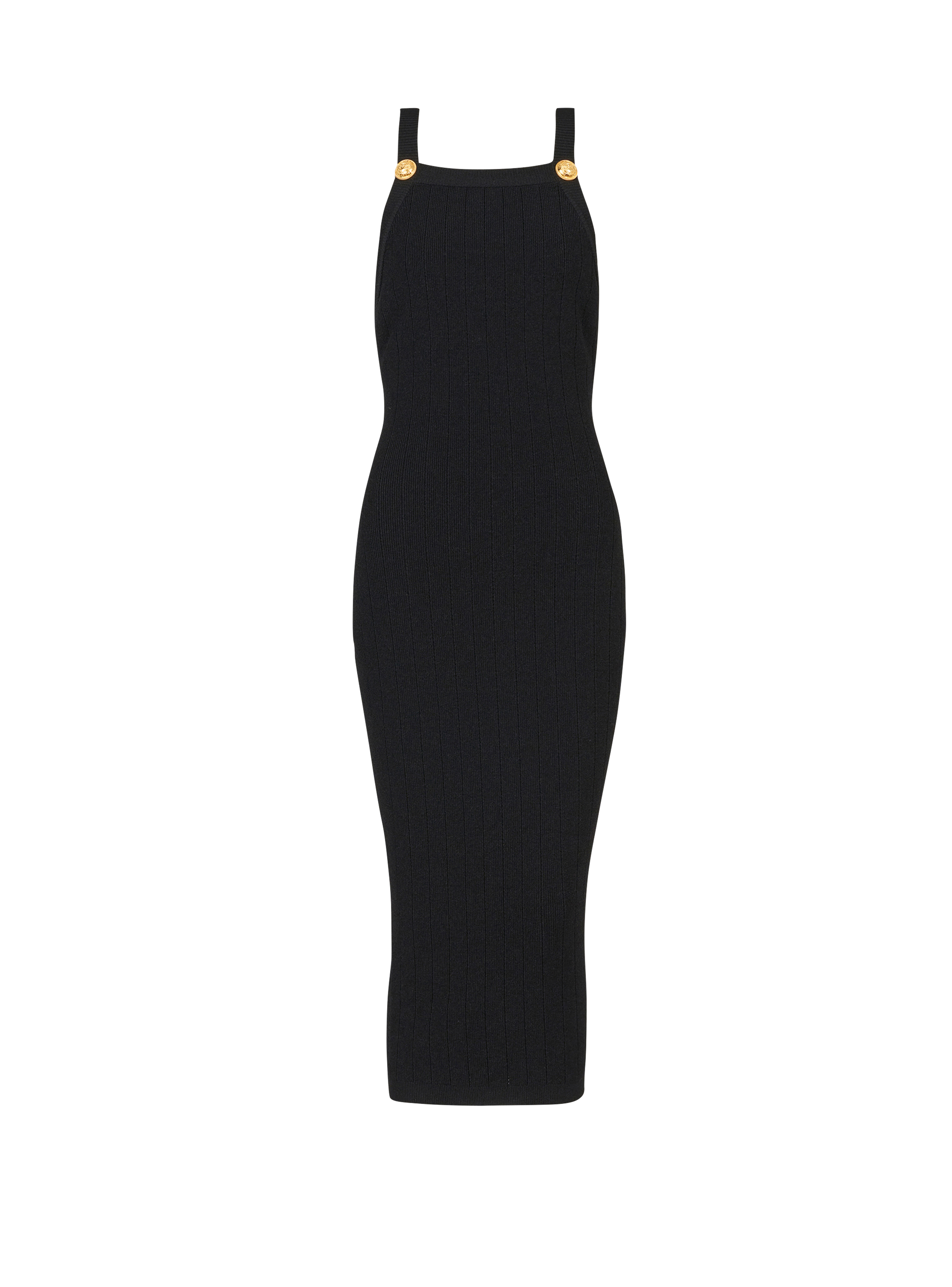 Mid-length eco-designed knit dress, black, hi-res